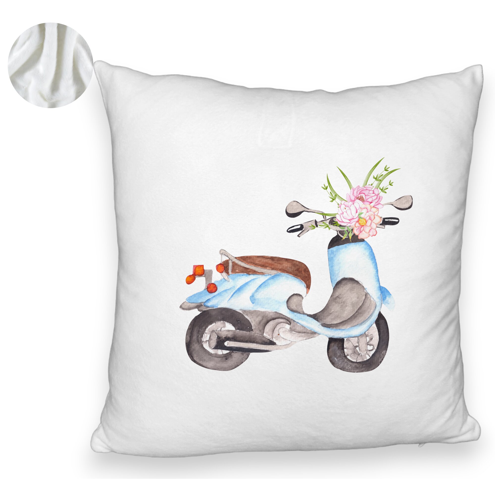Perna Decorativa Fluffy, Model Flower Bike, 40x40 cm, Alba, Husa Detasabila, Burduf 5 Perna Decorativa Fluffy
