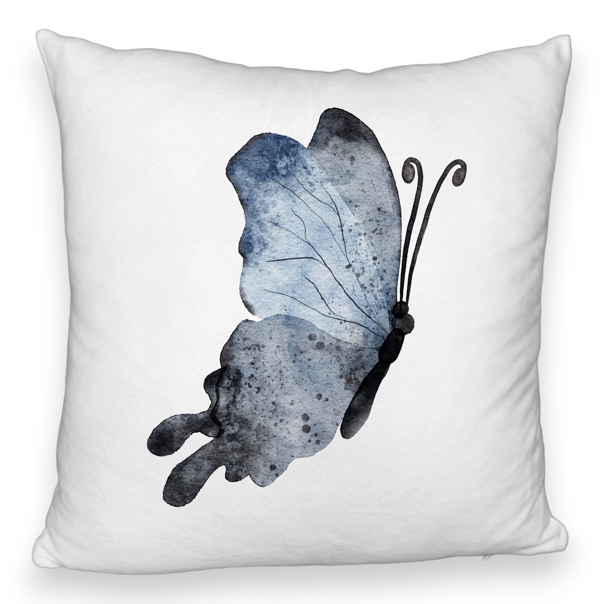 Perna Decorativa Fluffy, Model Fluture 2, Blue and Black 40x40 cm, Alba, Husa Detasabila, Burduf 5 Perna Decorativa Fluffy