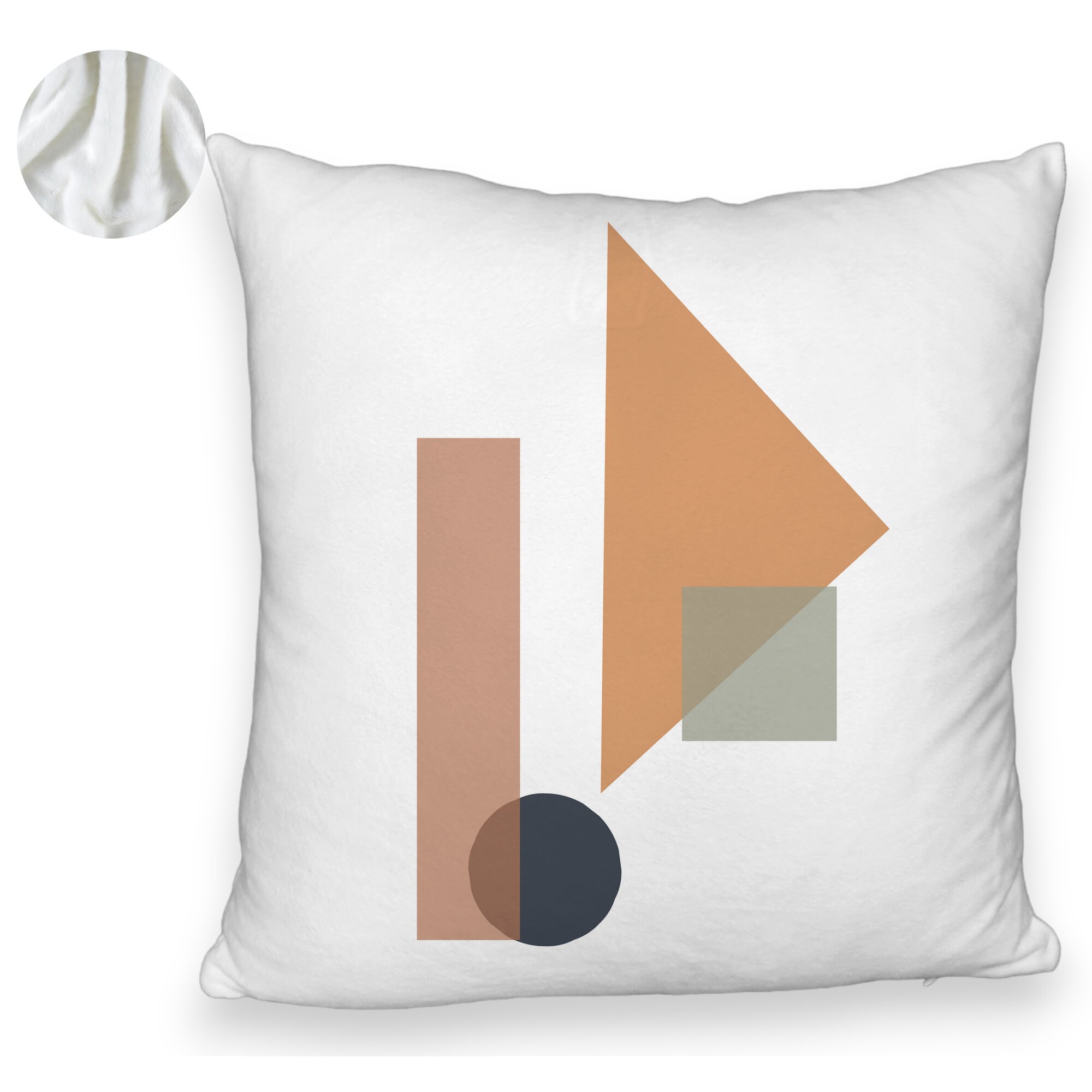 Perna Decorativa Fluffy, Model Forme Geometrice 1, Multicolor, 40x40 cm, Alba, Husa Detasabila, Burduf 6 Model Forme Geometrice 1