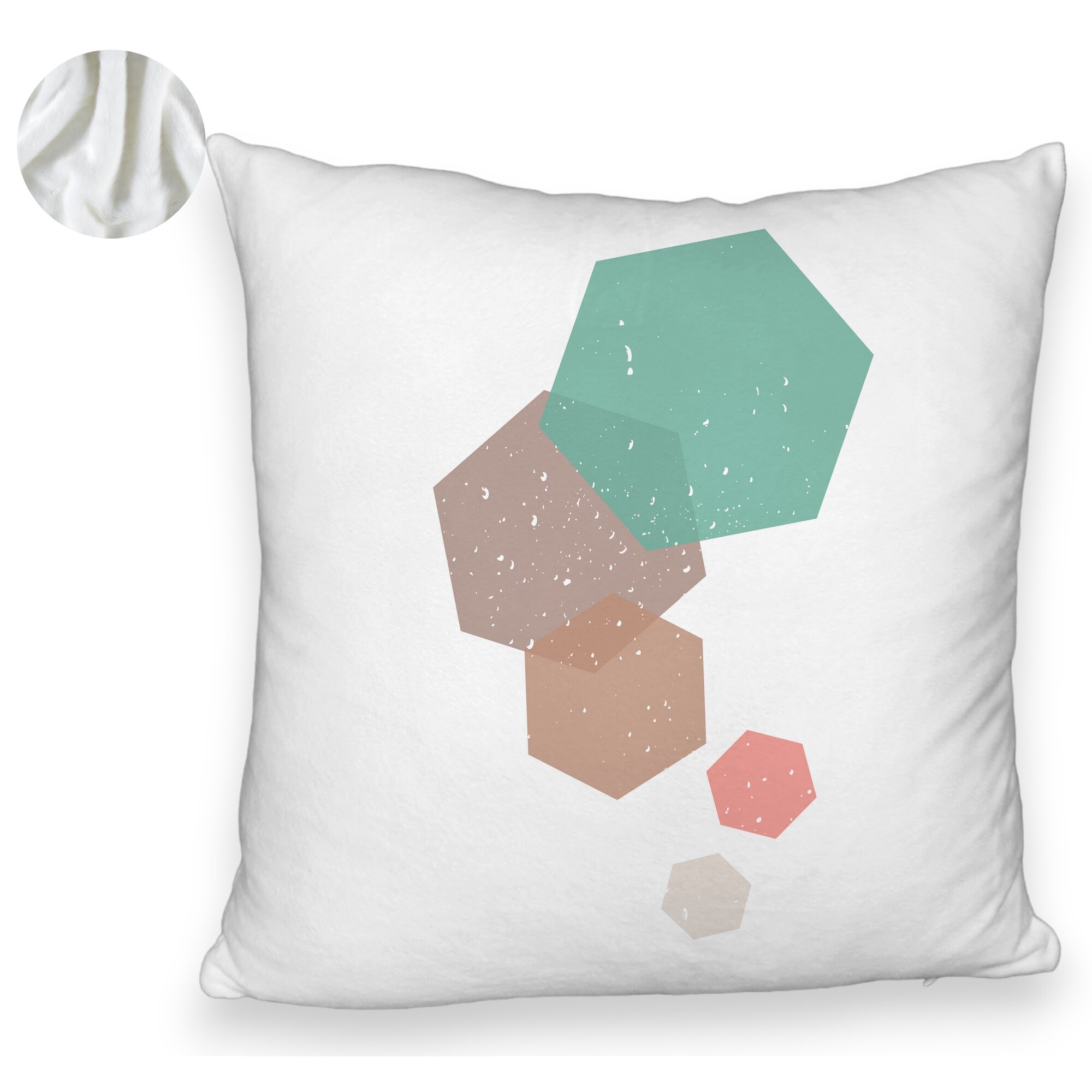 Perna Decorativa Fluffy, Model Forme Geometrice 2, Multicolor, 40x40 cm, Alba, Husa Detasabila, Burduf 6 Model Forme Geometrice 2