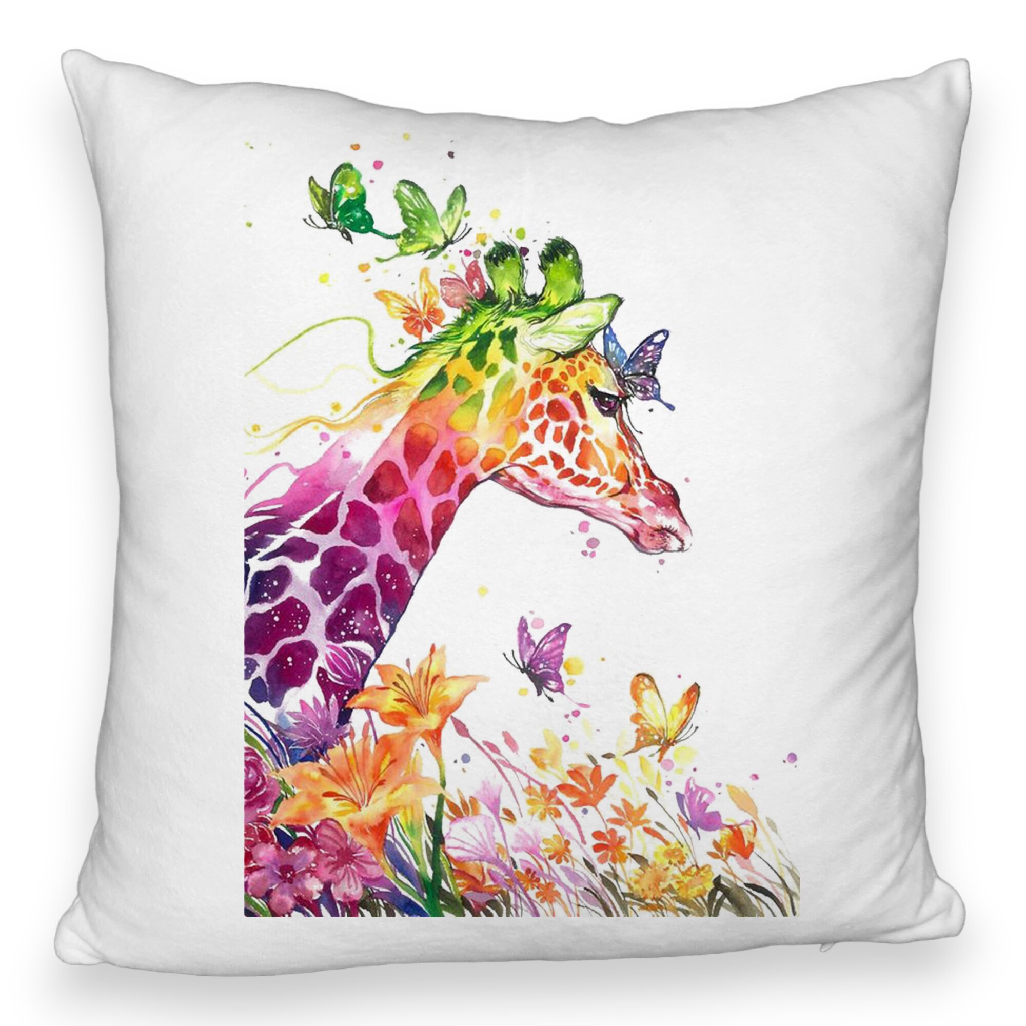 Perna Decorativa Fluffy, Model Girafa Multicolor, 40x40 cm, Alba, Husa Detasabila, Burduf 5 Perna Decorativa Fluffy