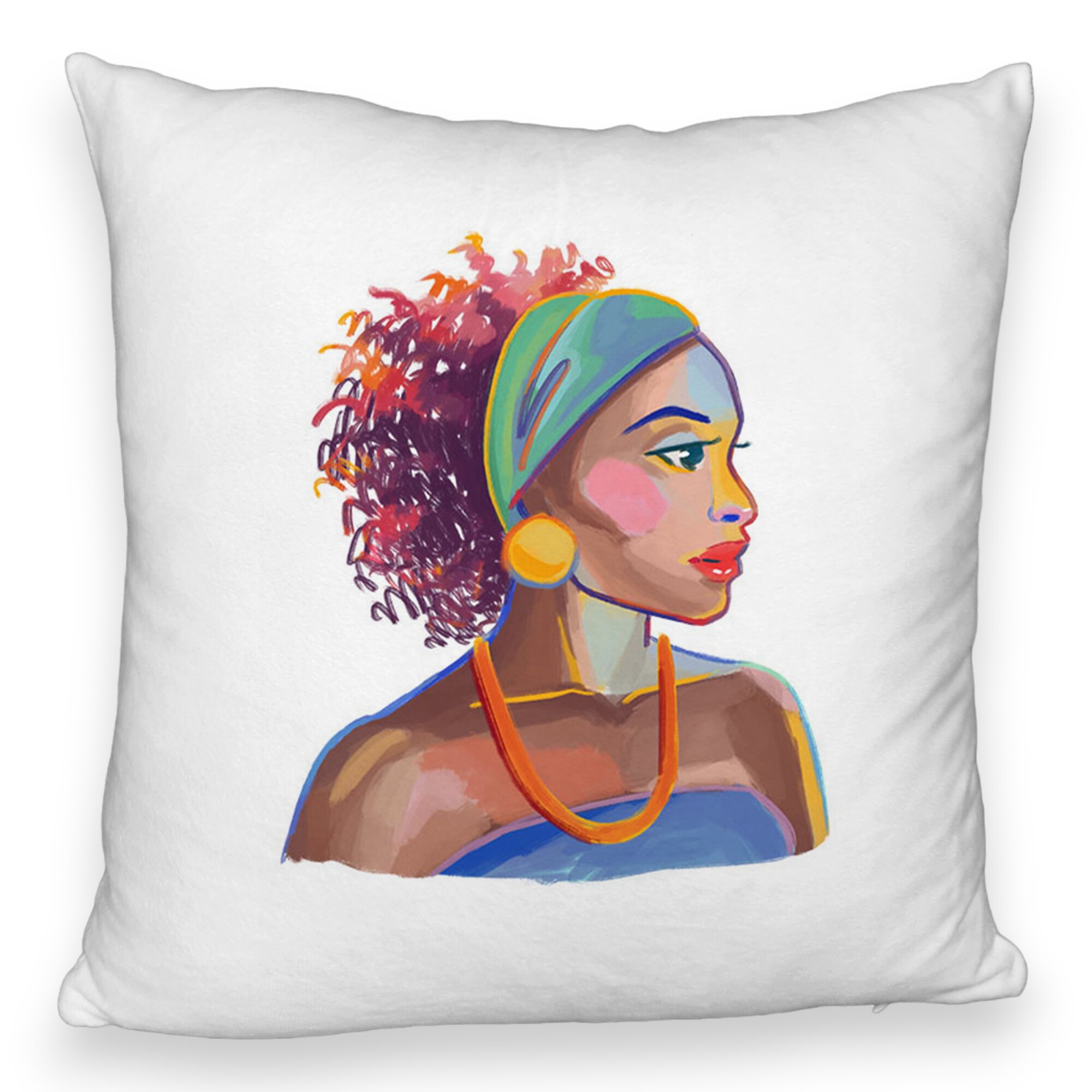 Perna Decorativa Fluffy, Model Golden African, 40x40 cm, Alba, Husa Detasabila, Burduf 6 Model Golden African