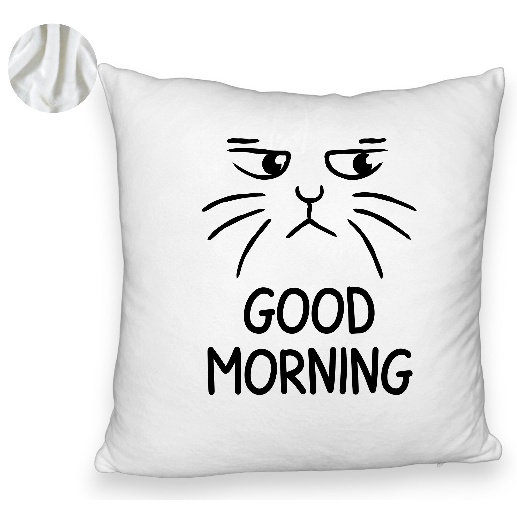 Perna Decorativa Fluffy, Model Good Morning, 40x40 cm, Alba, Husa Detasabila, Burduf 6 Model Good Morning