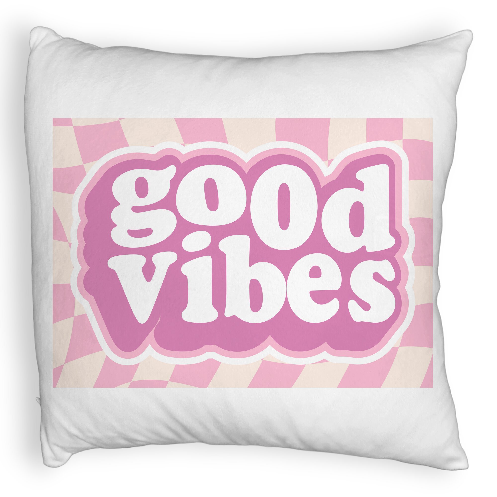 Perna Decorativa Fluffy, Model Good Vibes, 40x40 cm, Alba, Husa Detasabila, Burduf 5 Perna Decorativa Fluffy