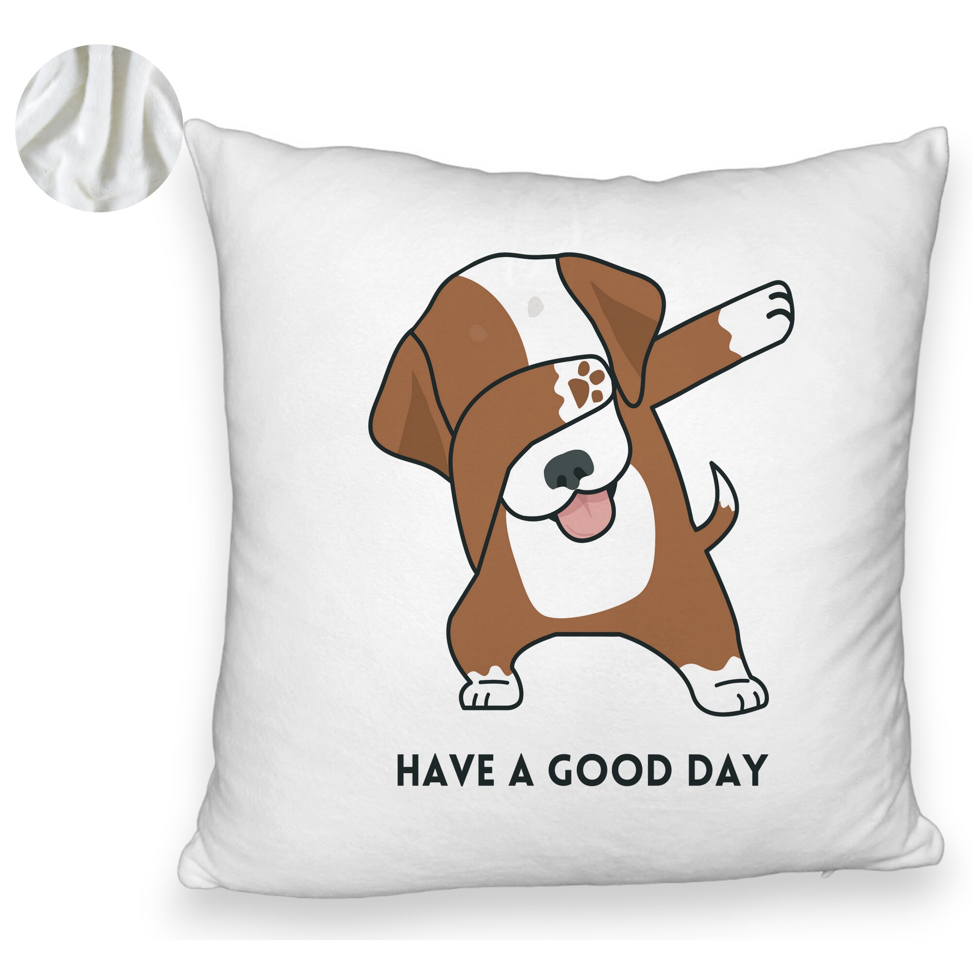 Perna Decorativa Fluffy, Model Have a Good Day, 40x40 cm, Alba, Husa Detasabila, Burduf 6 Model Have a Good Day