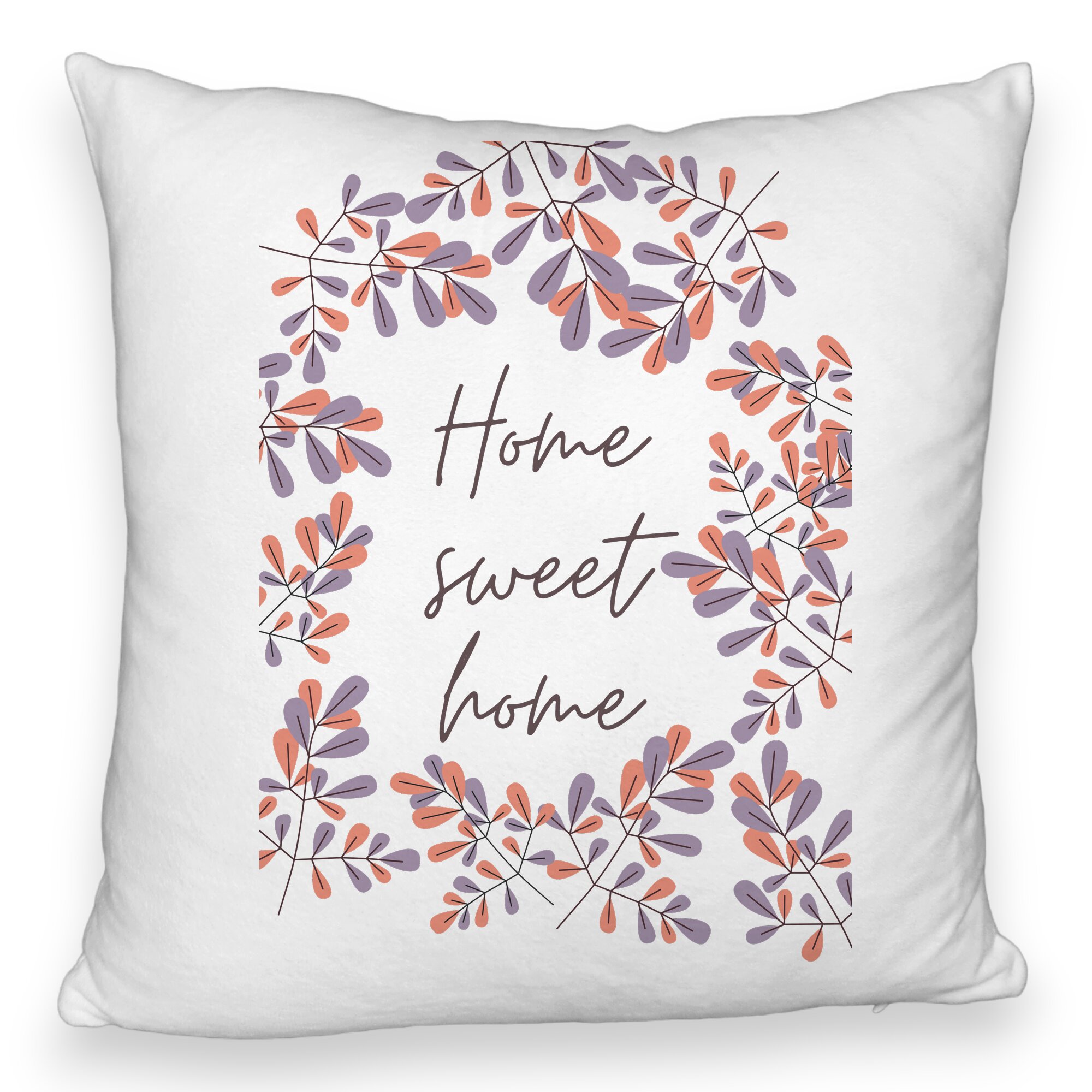 Perna Decorativa Fluffy, Model Home Sweet Home, 40x40 cm, Alba, Husa Detasabila, Burduf 6 Model Home Sweet Home