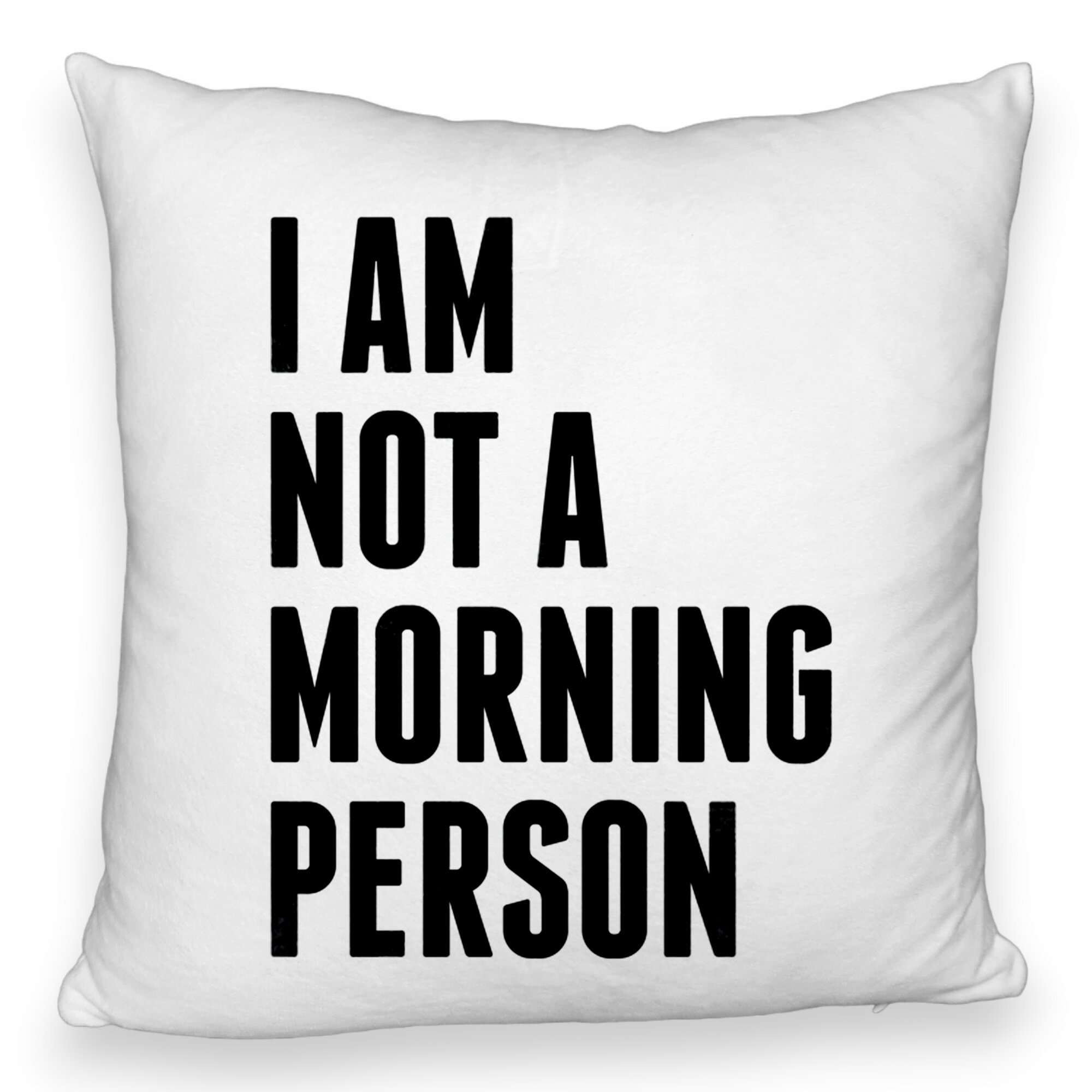 Perna Decorativa Fluffy, Model I Am Not A Morning Person, 40x40 cm, Alba, Husa Detasabila, Burduf 5 Perna Decorativa Fluffy
