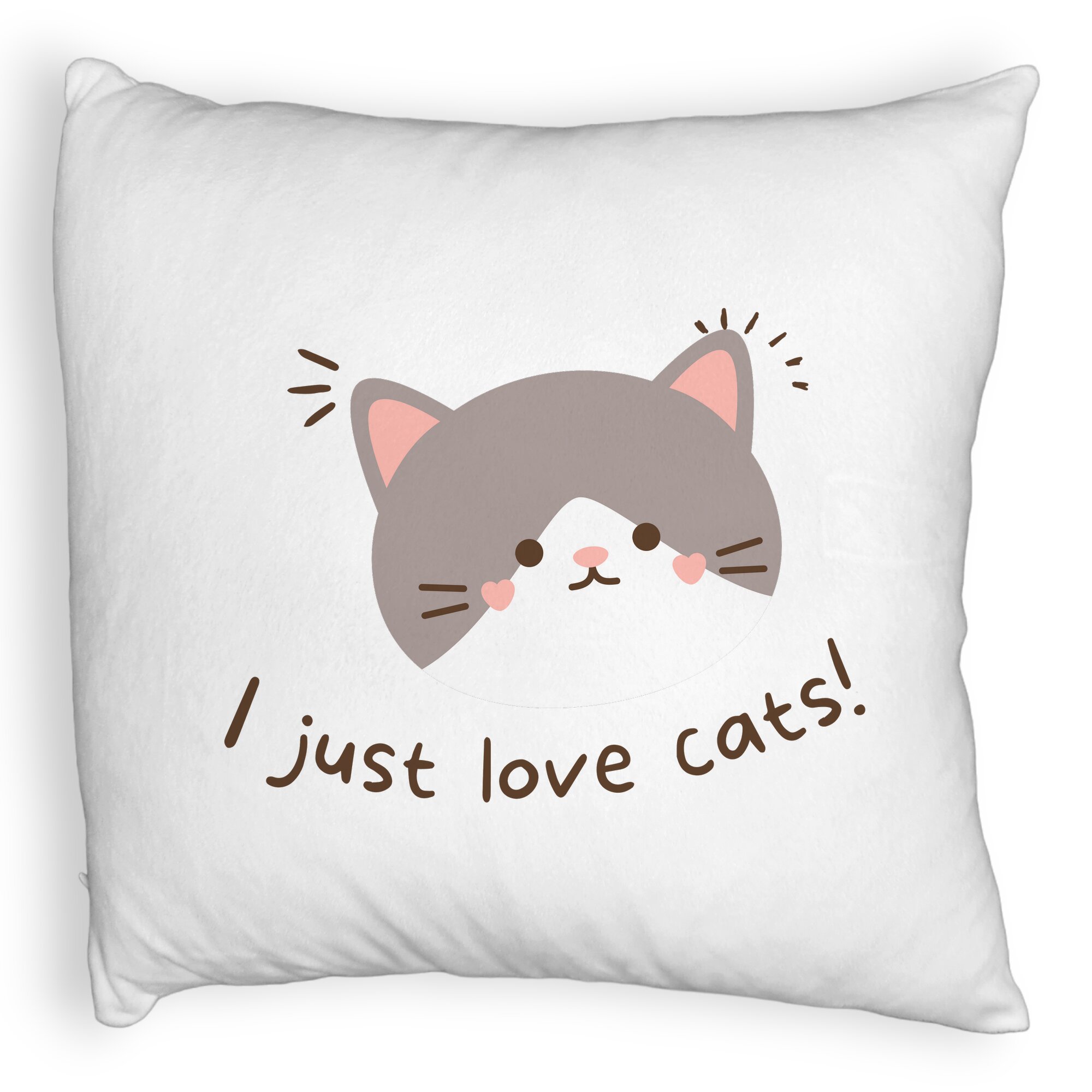 Perna Decorativa Fluffy, Model I Just Love Cats, 40x40 cm, Alba, Husa Detasabila, Burduf 5 Perna Decorativa Fluffy