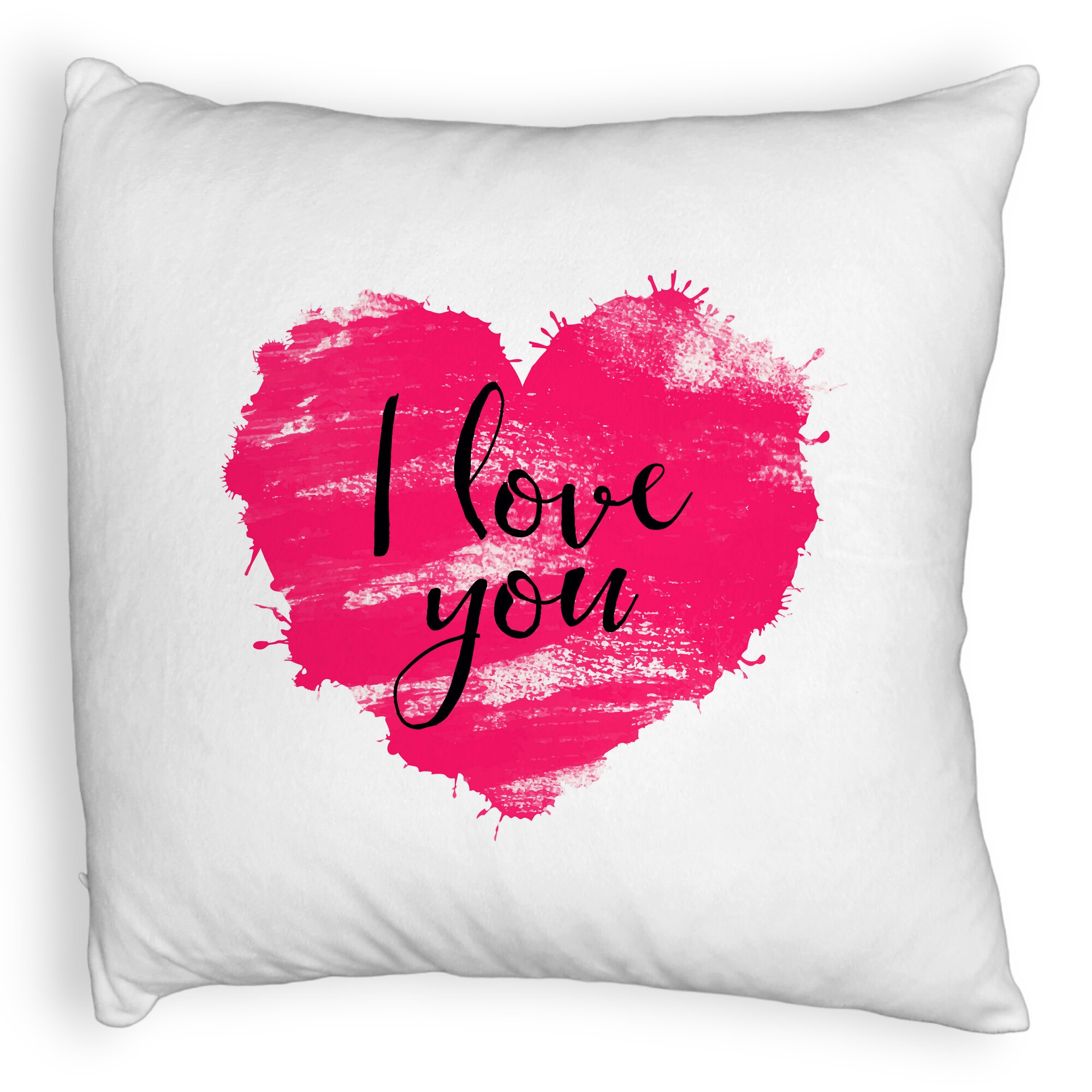 Perna Decorativa Fluffy, Model I Love You, 40x40 cm, Alba, Husa Detasabila, Burduf 5 Perna Decorativa Fluffy