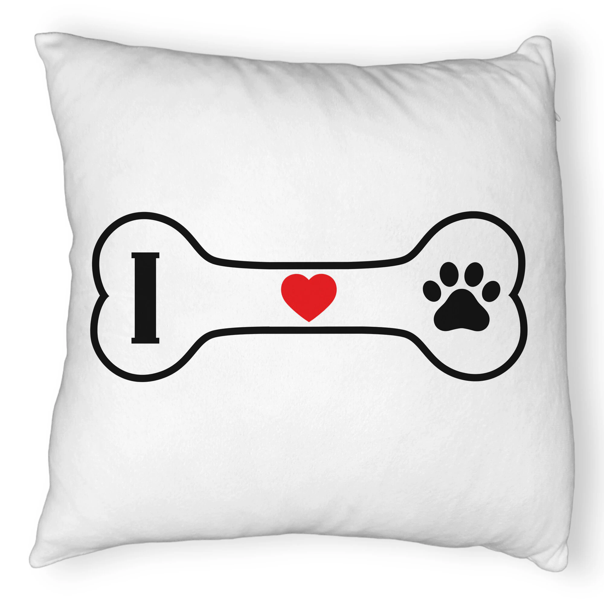 Perna Decorativa Fluffy, Model I love Doggos, 40x40 cm, Alba, Husa Detasabila, Burduf 6 Model I love Doggos