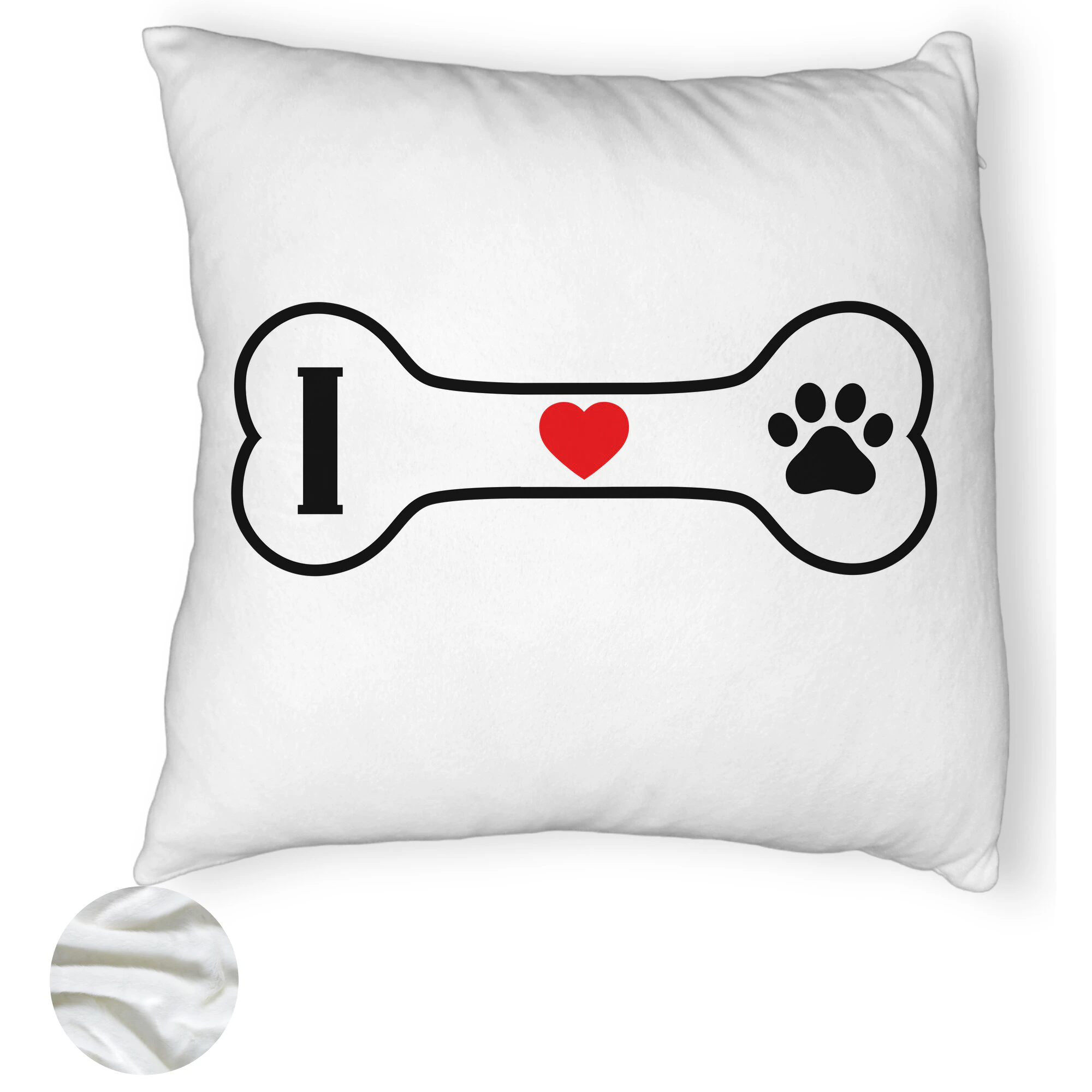 Perna Decorativa Fluffy, Model I love Doggos, 40x40 cm, Alba, Husa Detasabila, Burduf 5 Perna Decorativa Fluffy