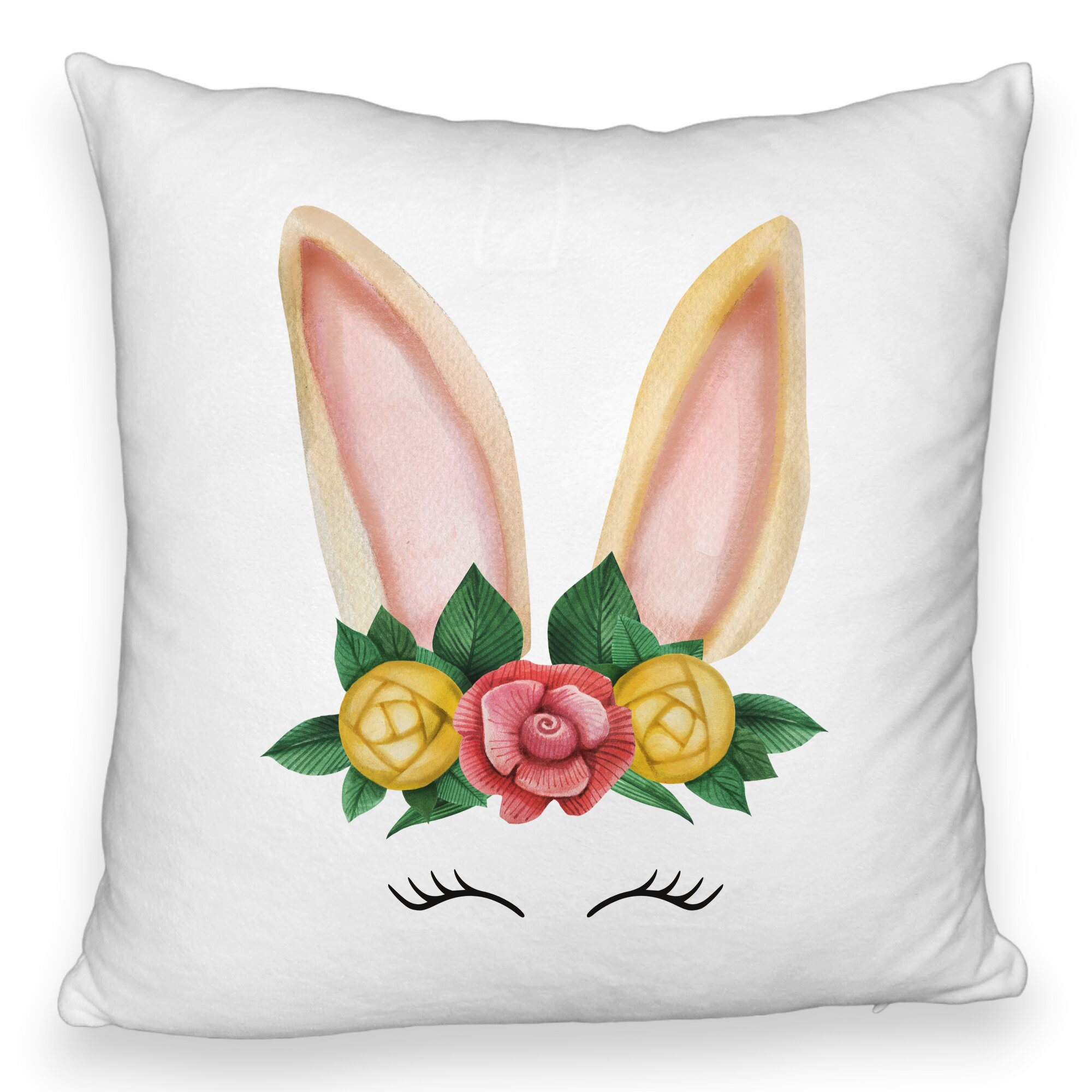 Perna Decorativa Fluffy, Model Iepuras Floral, 40x40 cm, Alba, Husa Detasabila, Burduf 6 Model Iepuras Floral