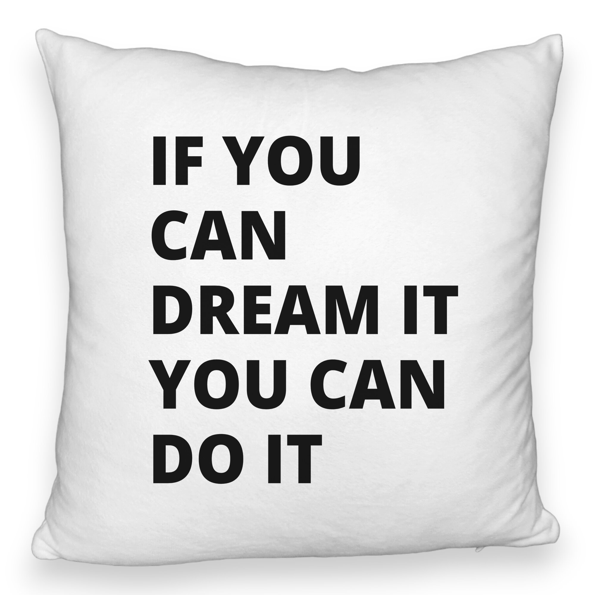 Perna Decorativa Fluffy, Model If You can dream it You can do it, 40x40 cm, Alba, Husa Detasabila, Burduf 5 Perna Decorativa Fluffy