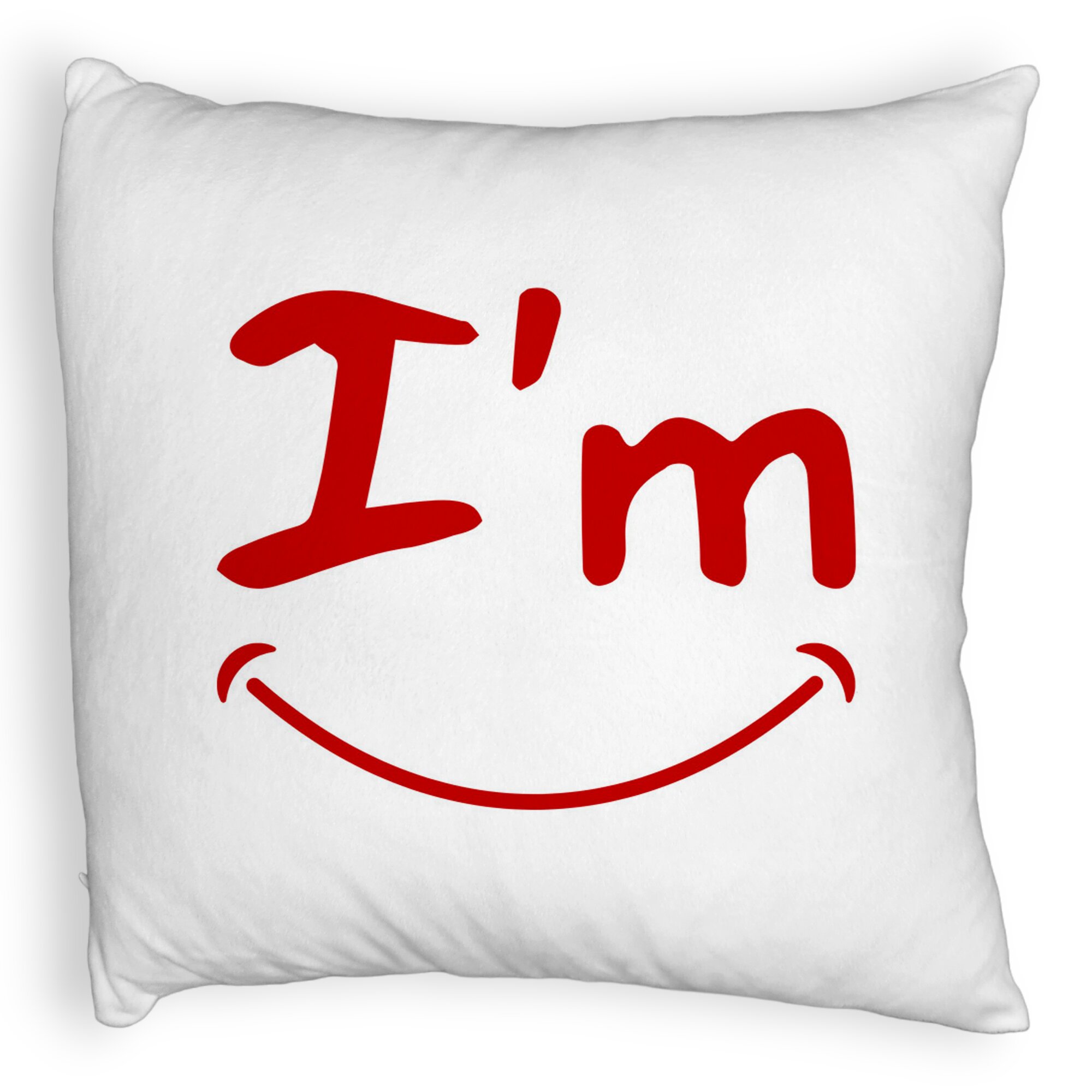 Perna Decorativa Fluffy, Model I'm Happy, 40x40 cm, Alba, Husa Detasabila, Burduf 6 Model I'm Happy