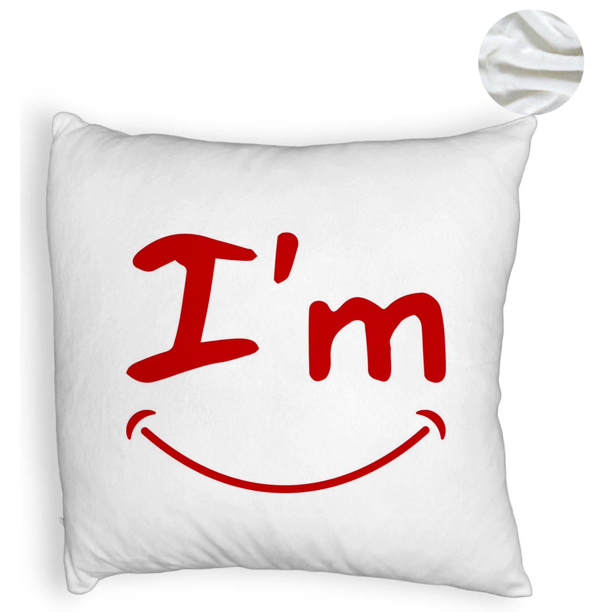 Perna Decorativa Fluffy, Model I'm Happy, 40x40 cm, Alba, Husa Detasabila, Burduf 5 Perna Decorativa Fluffy