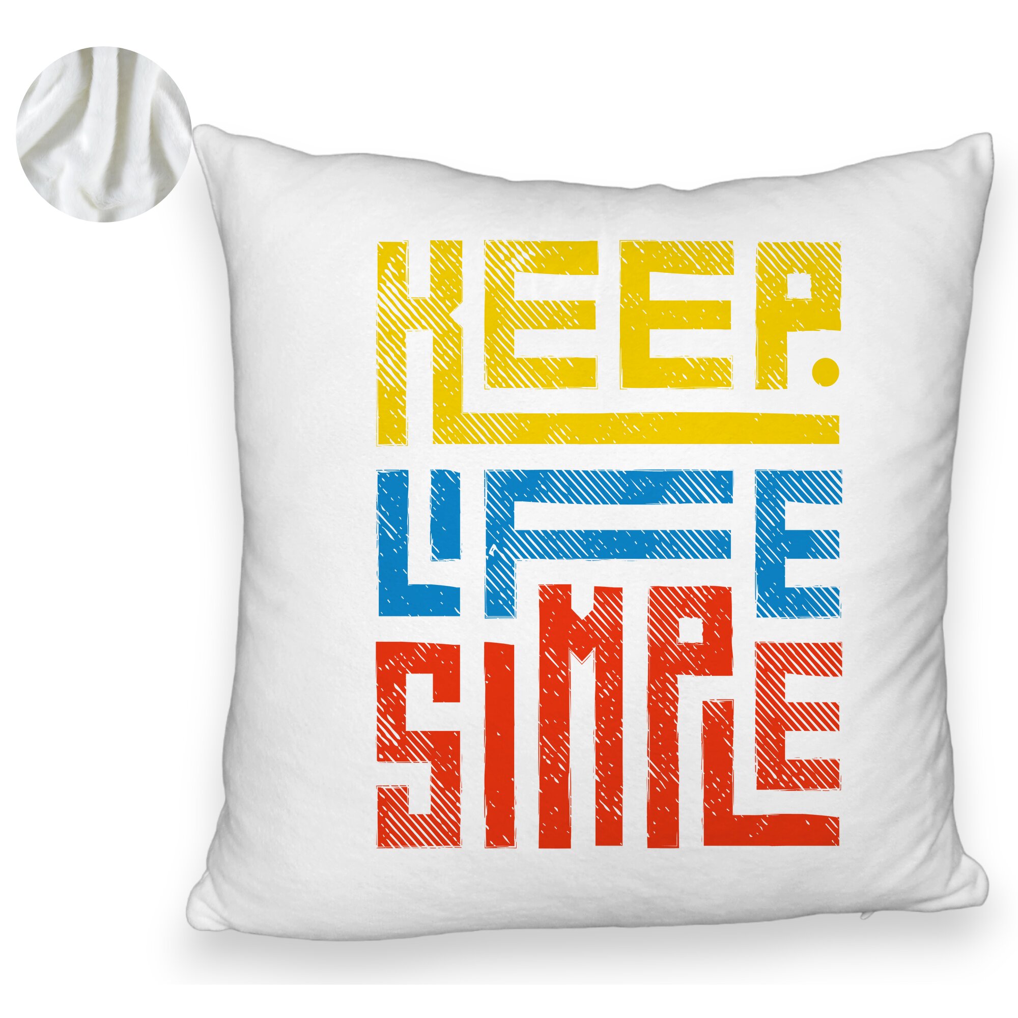 Perna Decorativa Fluffy, Model Keep Life Simple, 40x40 cm, Alba, Husa Detasabila, Burduf 6 Model Keep Life Simple