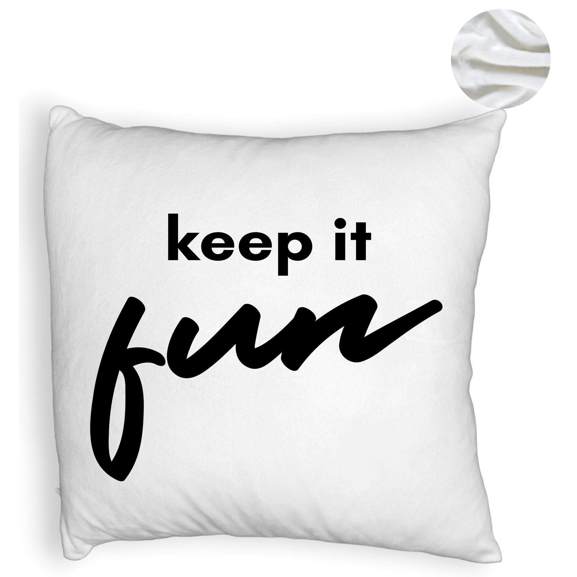 Perna Decorativa Fluffy, Model Keep it Fun, 40x40 cm, Alba, Husa Detasabila, Burduf 6 Model Keep it Fun