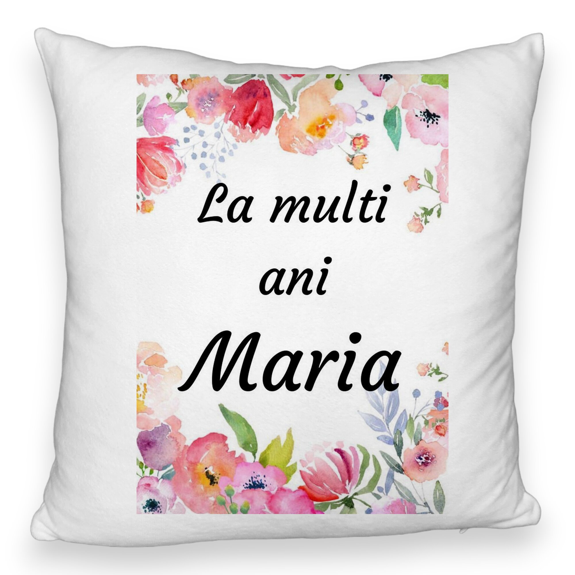Perna Decorativa Fluffy, Model La multi ani Maria 2, 40x40 cm, Alba, Husa Detasabila, Burduf 5 Perna Decorativa Fluffy