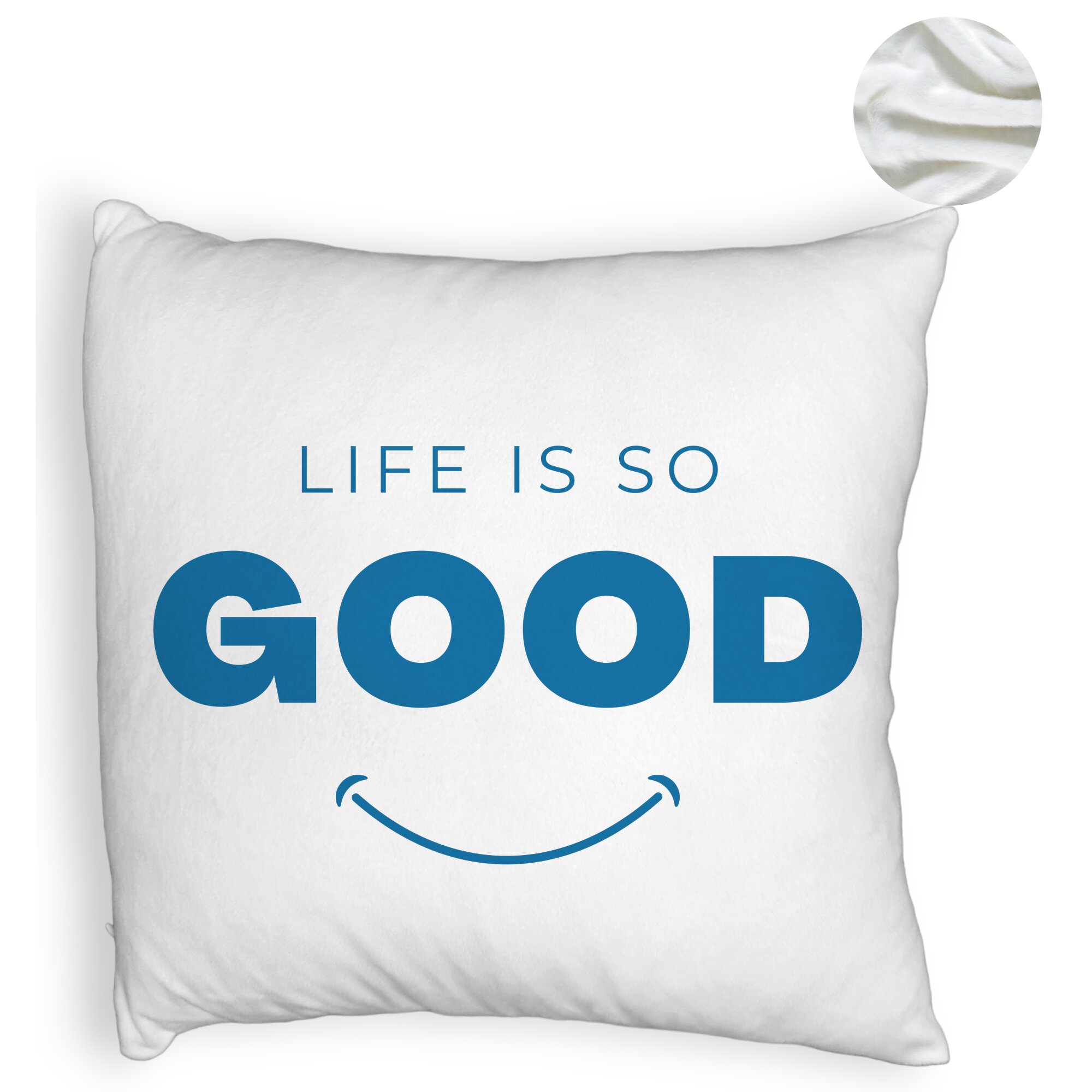 Perna Decorativa Fluffy, Model Life is So Good, 40x40 cm, Alba, Husa Detasabila, Burduf 5 Perna Decorativa Fluffy