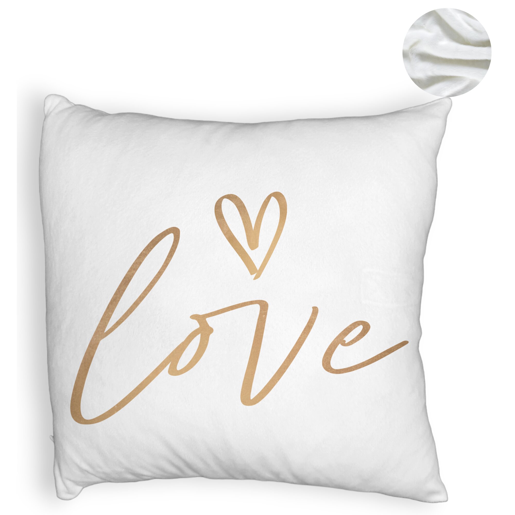 Perna Decorativa Fluffy, Model Love, 40x40 cm, Alba, Husa Detasabila, Burduf 5 Perna Decorativa Fluffy