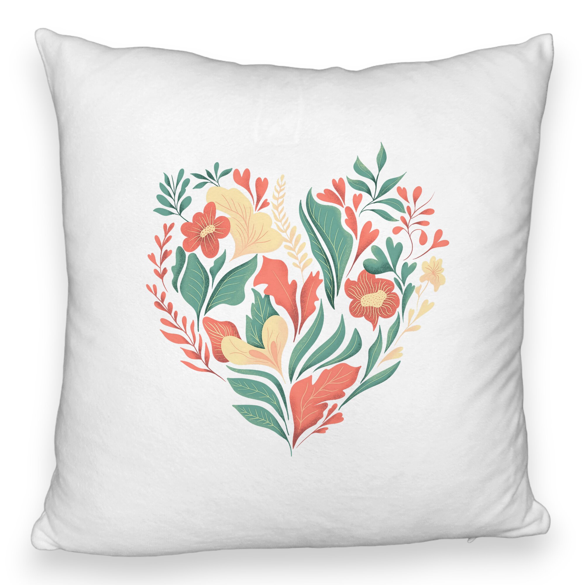 Perna Decorativa Fluffy, Model Love Flowers, 40x40 cm, Alba, Husa Detasabila, Burduf 5 Perna Decorativa Fluffy