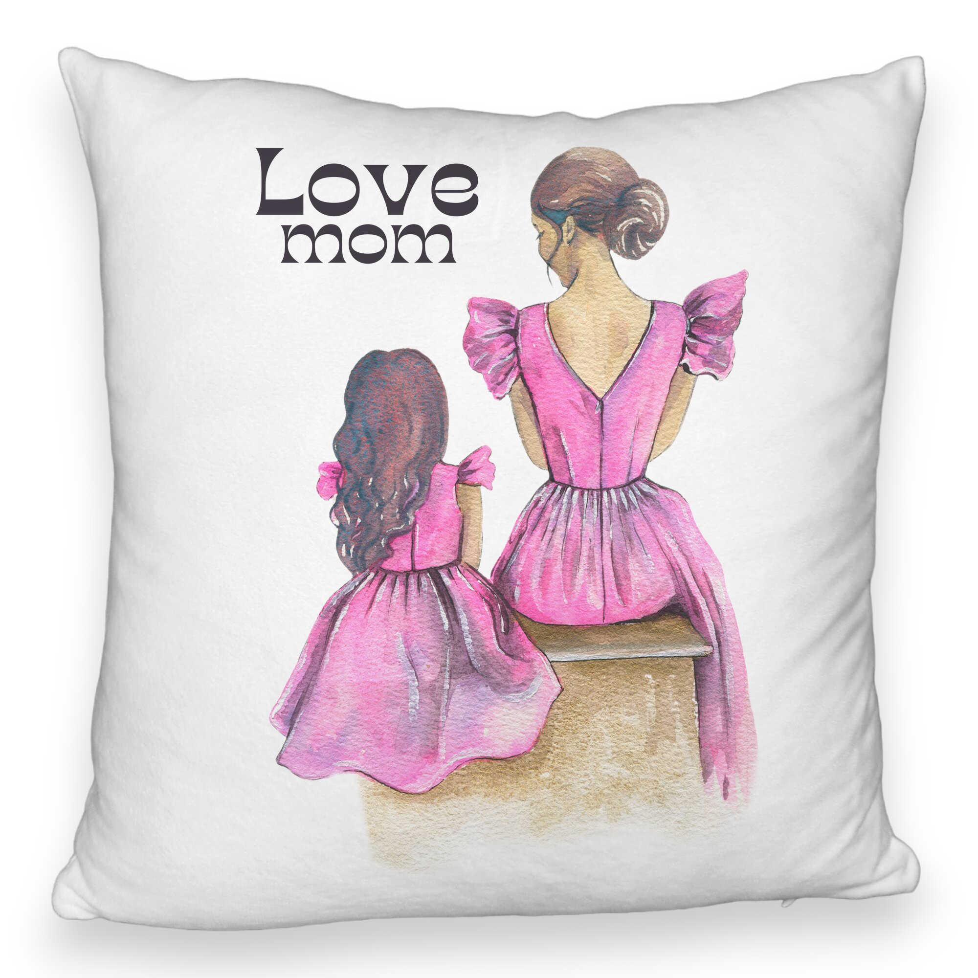 Perna Decorativa Fluffy, Model Love Mom, 40x40 cm, Alba, Husa Detasabila, Burduf 6 Model Love Mom