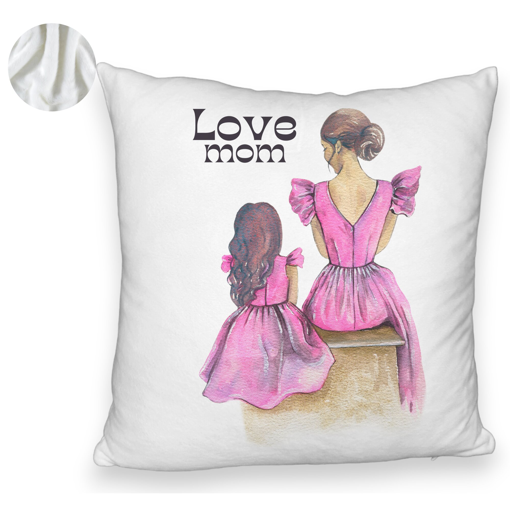Perna Decorativa Fluffy, Model Love Mom, 40x40 cm, Alba, Husa Detasabila, Burduf 5 Perna Decorativa Fluffy