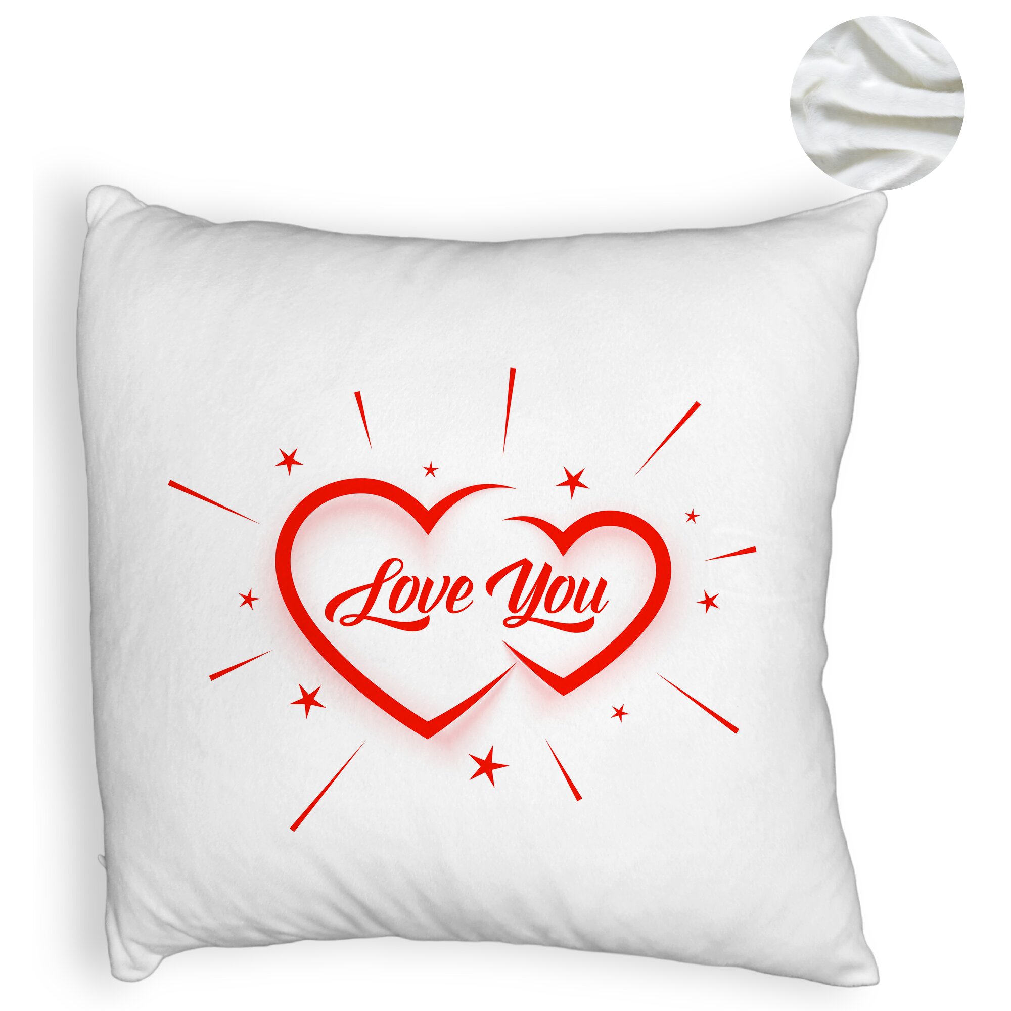 Perna Decorativa Fluffy, Model Love You, 40x40 cm, Alba, Husa Detasabila, Burduf 6 Model Love You