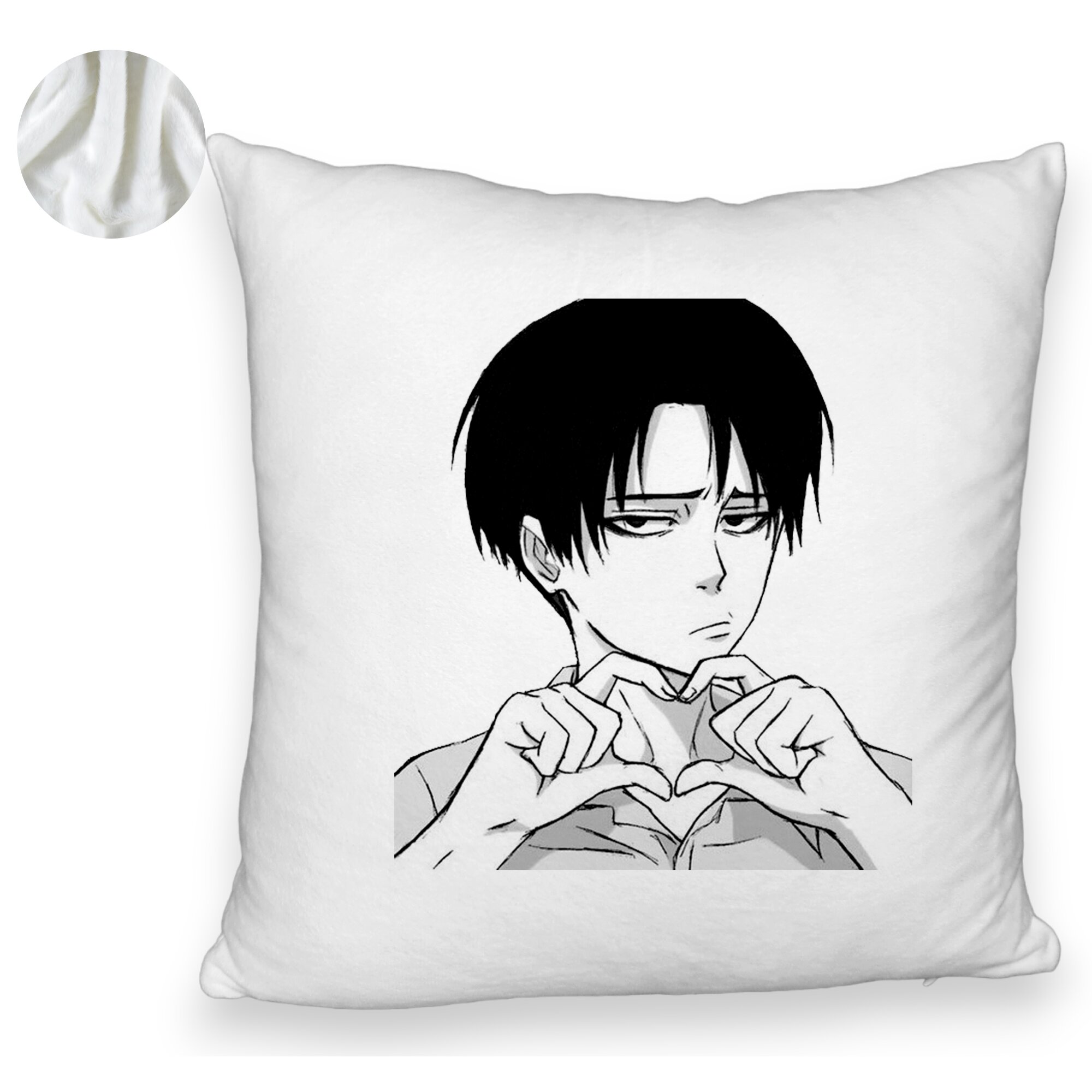 Perna Decorativa Fluffy, Model Love You Levi, 40x40 cm, Alba, Husa Detasabila, Burduf 6 Model Love You Levi