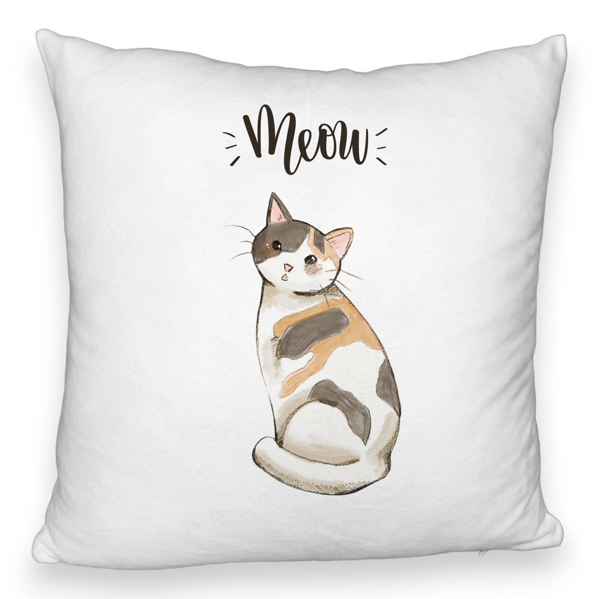 Perna Decorativa Fluffy, Model Meow, 40x40 cm, Alba, Husa Detasabila, Burduf 5 Perna Decorativa Fluffy