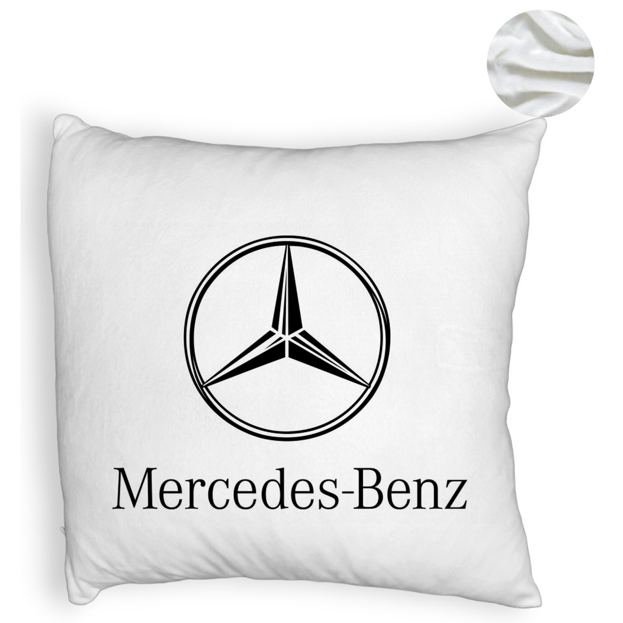 Perna Decorativa Fluffy, Model Mercedes, 40x40 cm, Alba, Husa Detasabila, Burduf 6 Model Mercedes