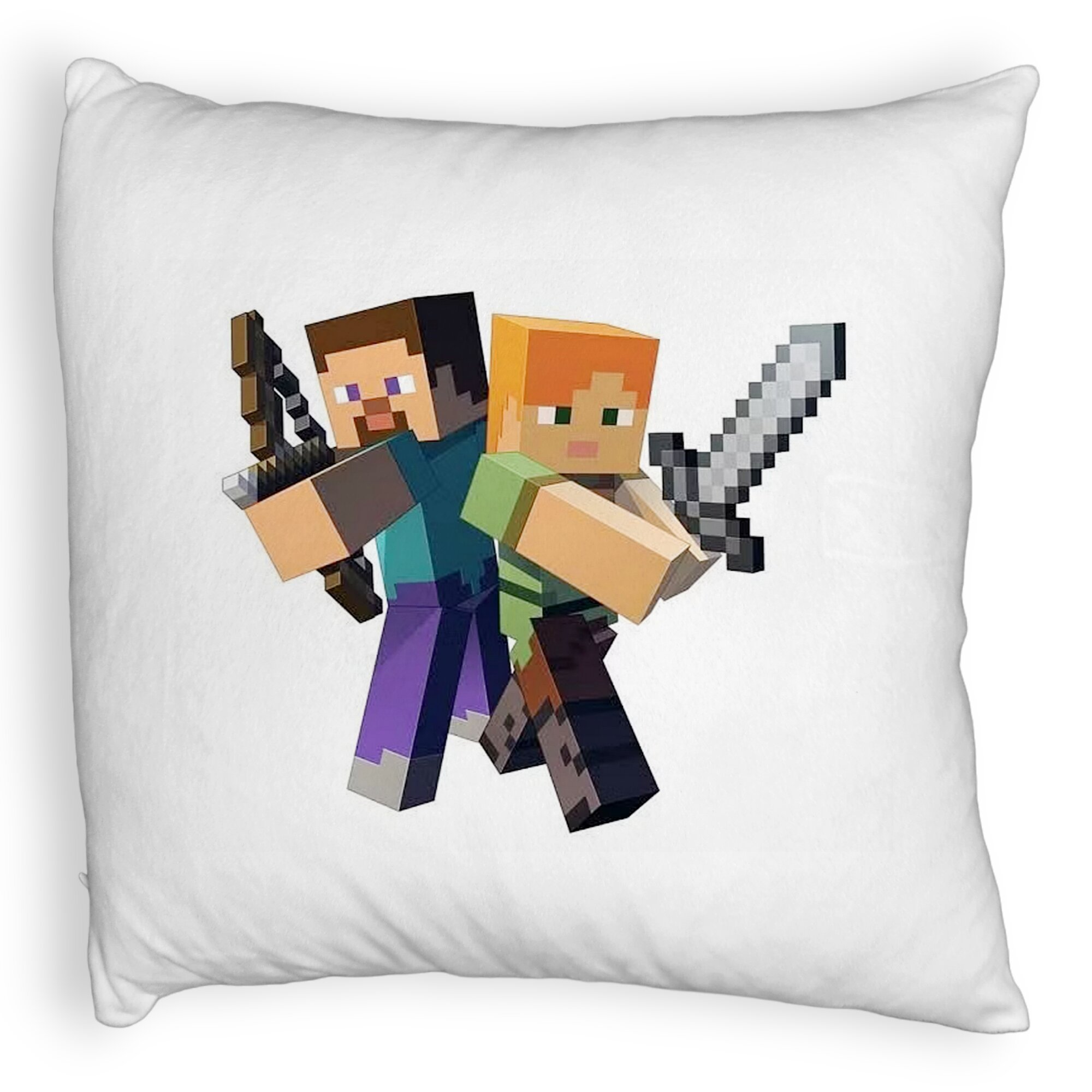 Perna Decorativa Fluffy, Model Minecraft, 40x40 cm, Alba, Husa Detasabila, Burduf 5 Perna Decorativa Fluffy