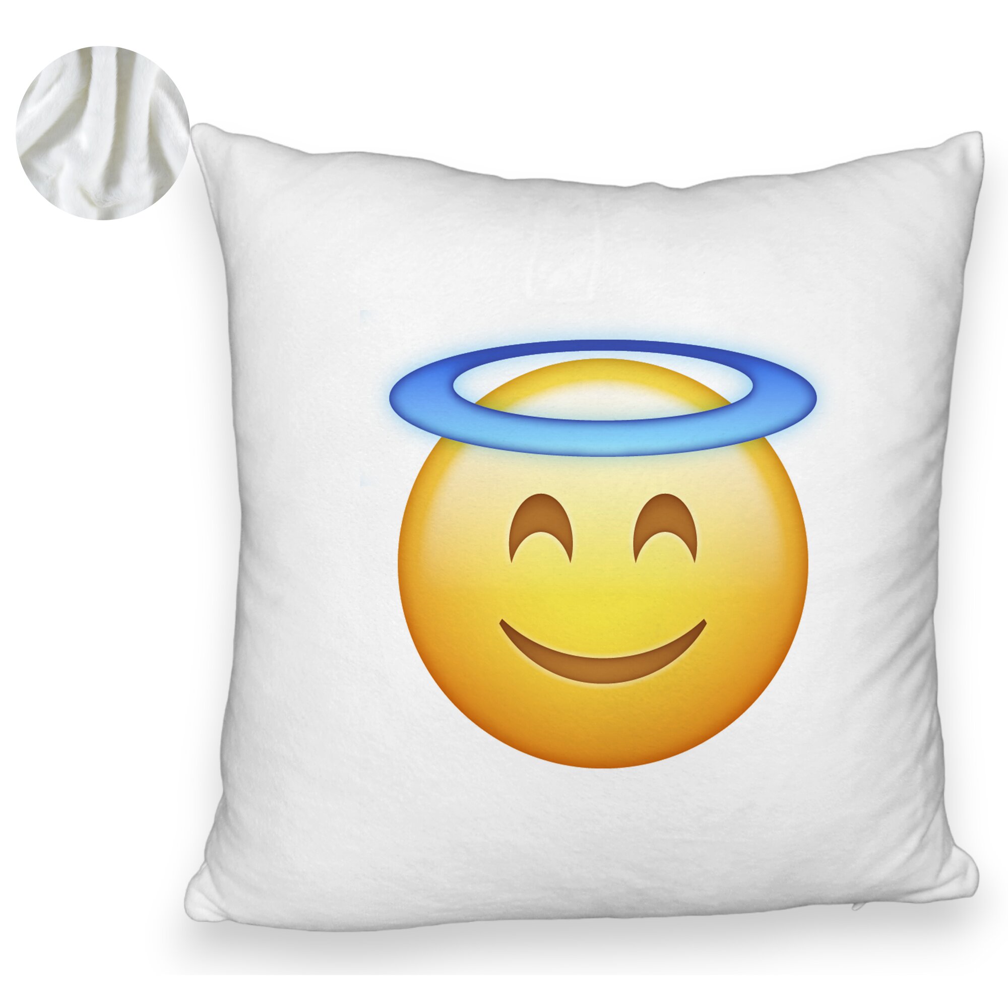 Perna Decorativa Fluffy, Model Model Emoji Zen, 40x40 cm, Alba, Husa Detasabila, Burduf 6 Model Model Emoji Zen