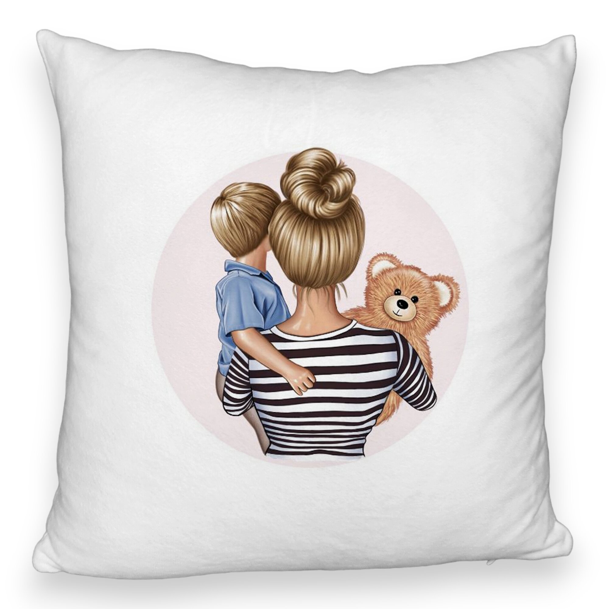 Perna Decorativa Fluffy, Model Mommy's Boy, 40x40 cm, Alba, Husa Detasabila, Burduf 6 Model Mommy's Boy