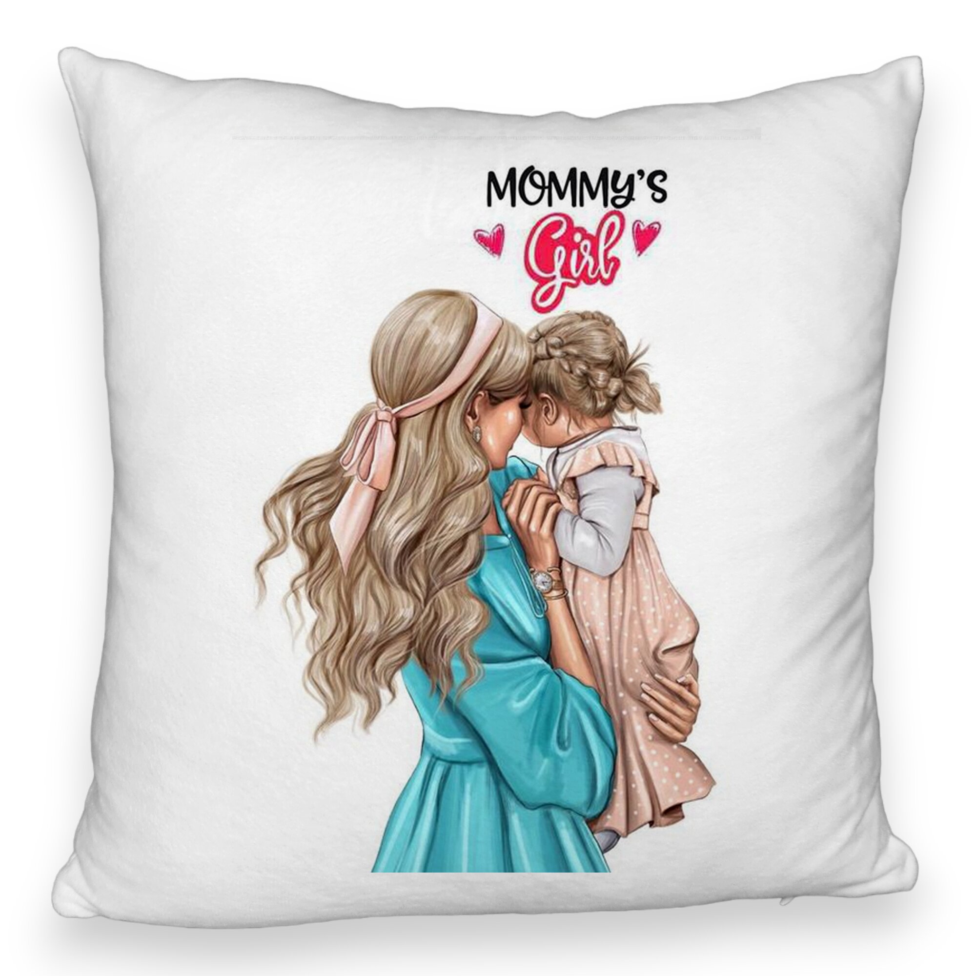 Perna Decorativa Fluffy, Model Mommy's Girl, 40x40 cm, Alba, Husa Detasabila, Burduf 6 Model Mommy's Girl