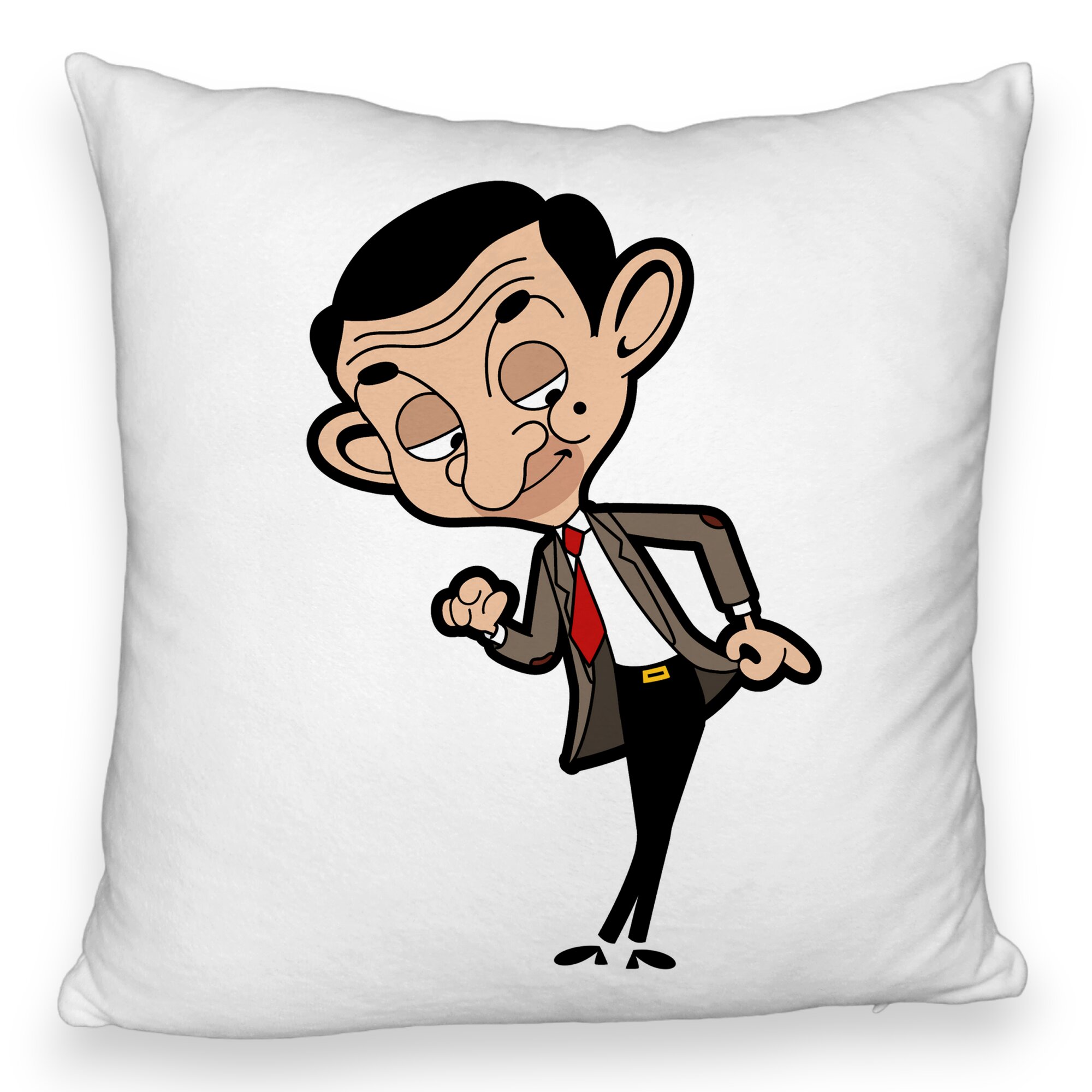 Perna Decorativa Fluffy, Model Mr Bean, 40x40 cm, Alba, Husa Detasabila, Burduf 5 Perna Decorativa Fluffy