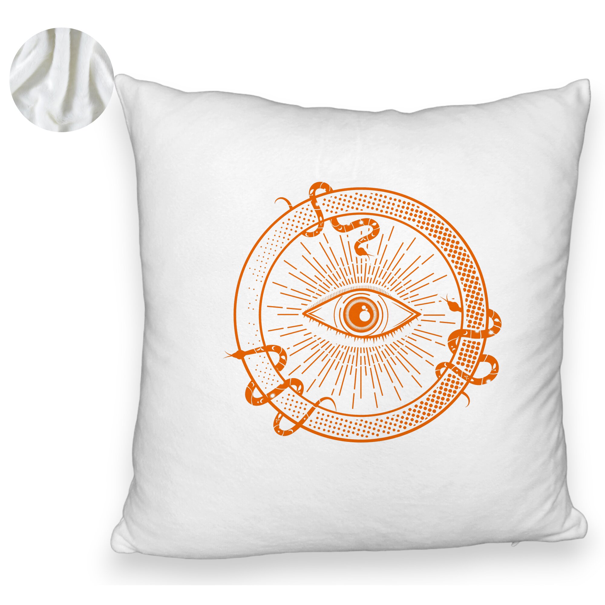 Perna Decorativa Fluffy, Model Mystic Eye, 40x40 cm, Alba, Husa Detasabila, Burduf 5 Perna Decorativa Fluffy
