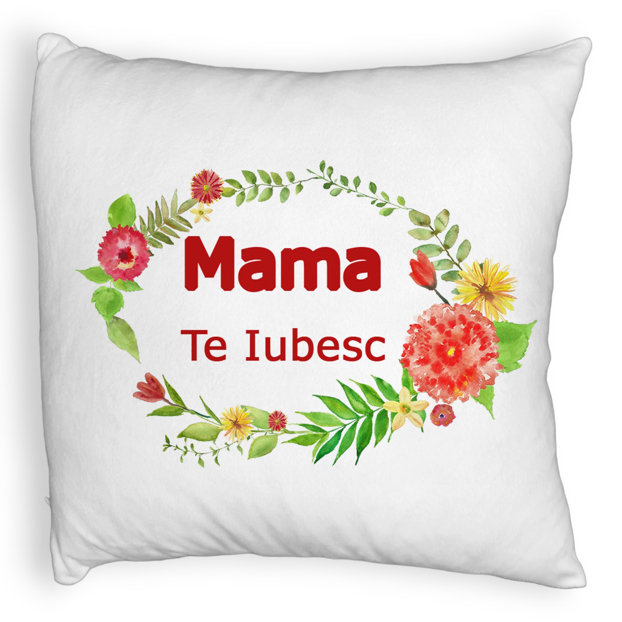 Perna Decorativa Fluffy, Model Pentru Mama Te iubesc 2, 40x40 cm, Alba, Husa Detasabila, Burduf 5 Perna Decorativa Fluffy