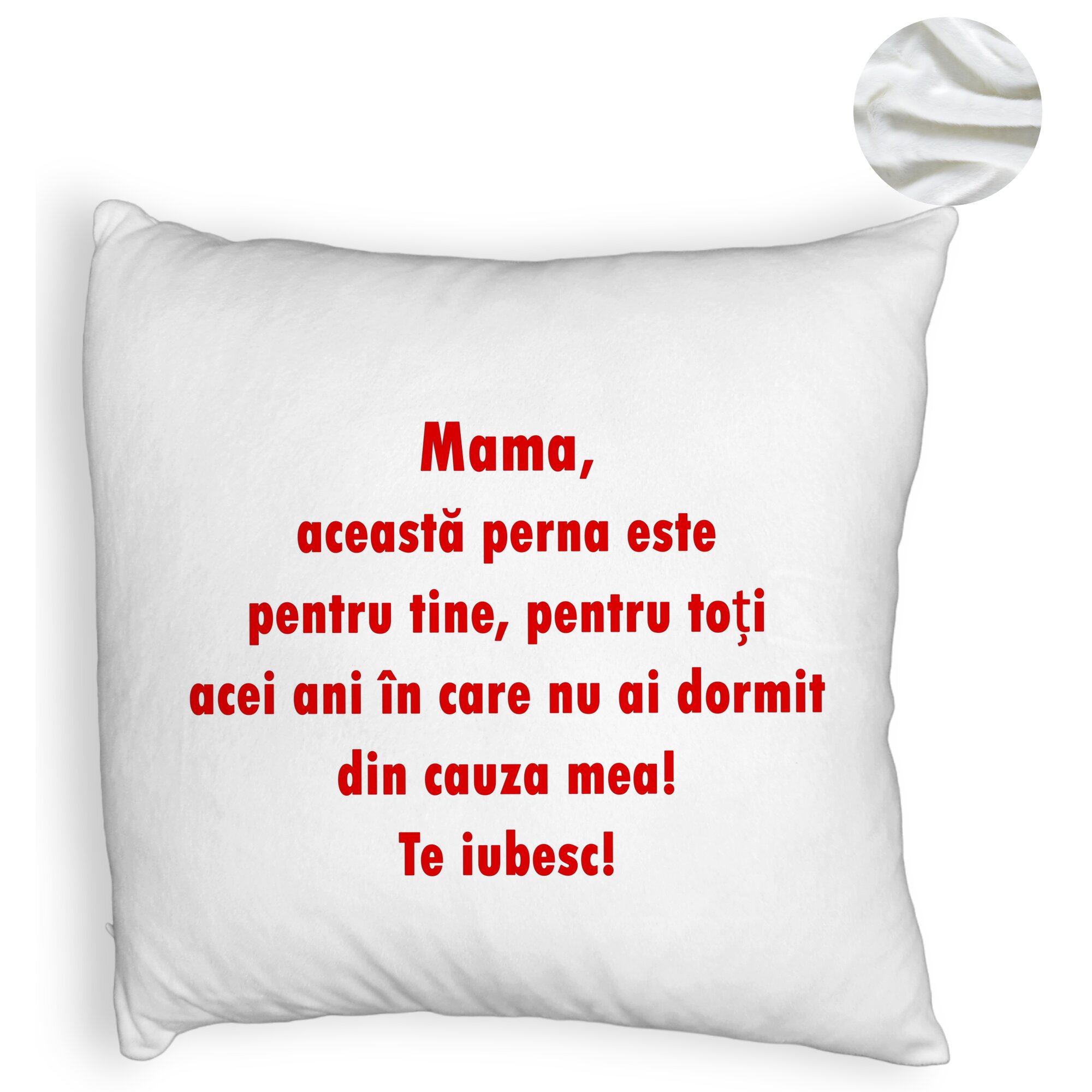 Perna Decorativa Fluffy, Model Pentru Mama Te iubesc 3,40x40 cm, Alba, Husa Detasabila, Burduf 6 Model Pentru Mama Te iubesc 3