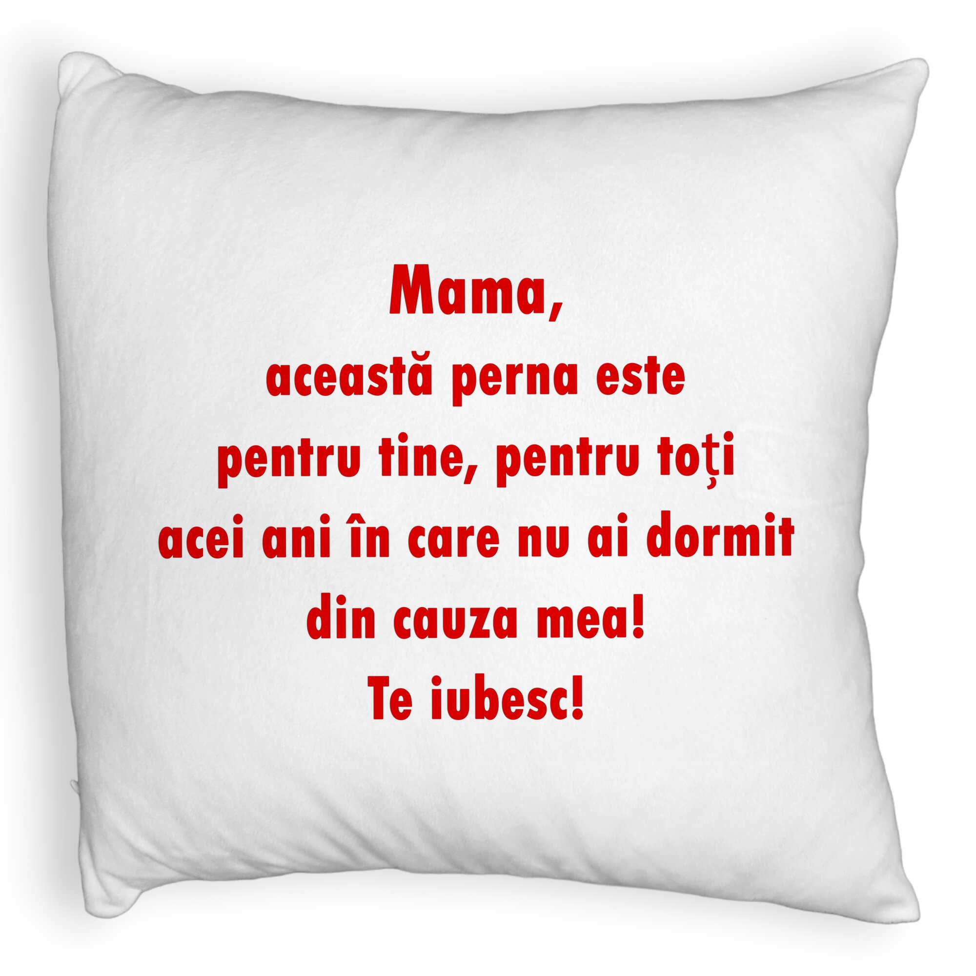 Perna Decorativa Fluffy, Model Pentru Mama Te iubesc 3,40x40 cm, Alba, Husa Detasabila, Burduf 5 Perna Decorativa Fluffy