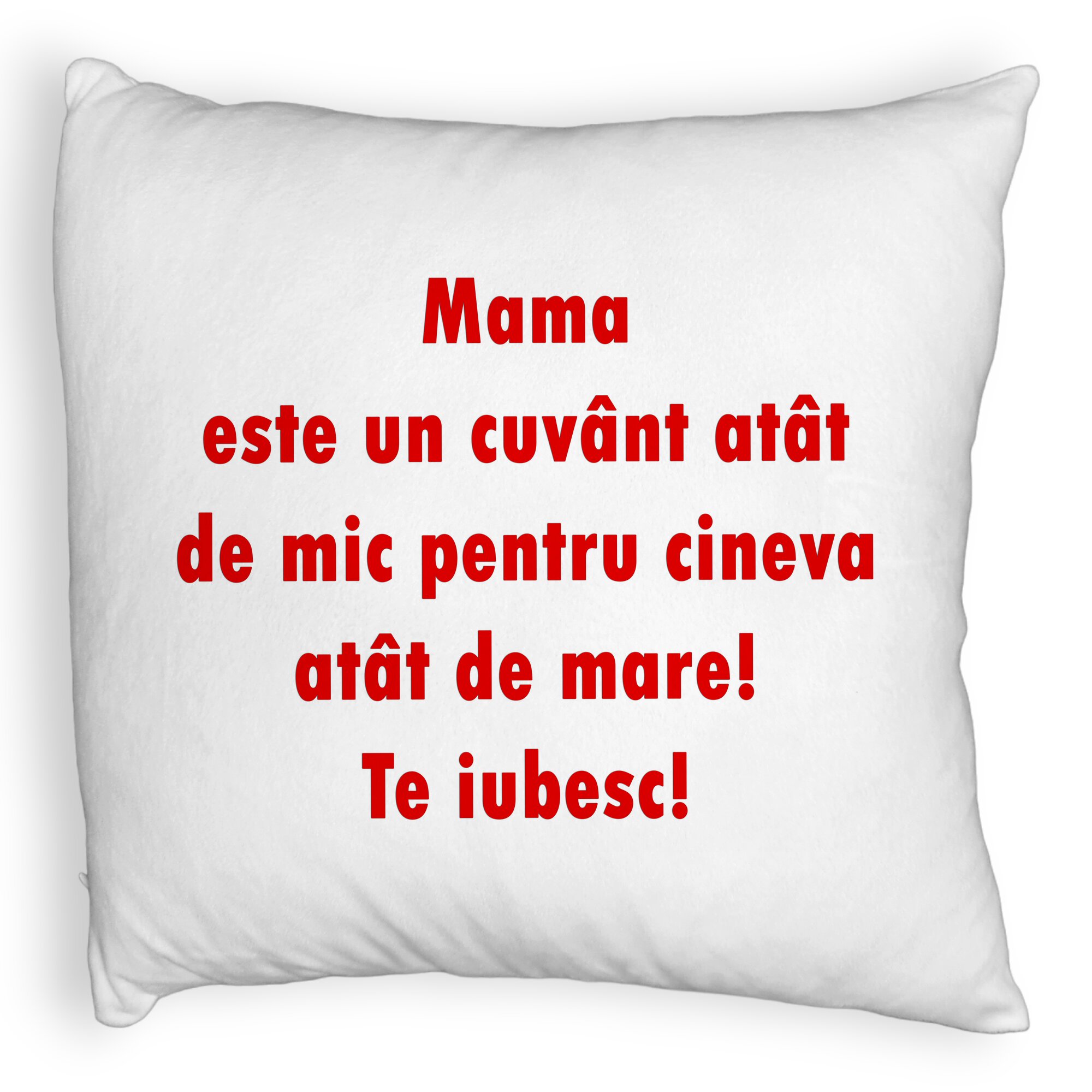 Perna Decorativa Fluffy, Model Pentru Mama Te iubesc, 40x40 cm, Alba, Husa Detasabila, Burduf 5 Perna Decorativa Fluffy