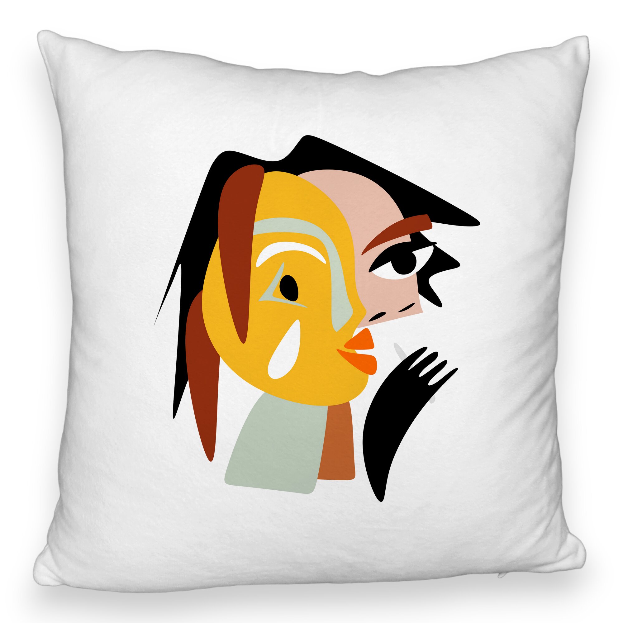 Perna Decorativa Fluffy, Model Picasso style 2, 40x40 cm, Alba, Husa Detasabila, Burduf 5 Perna Decorativa Fluffy