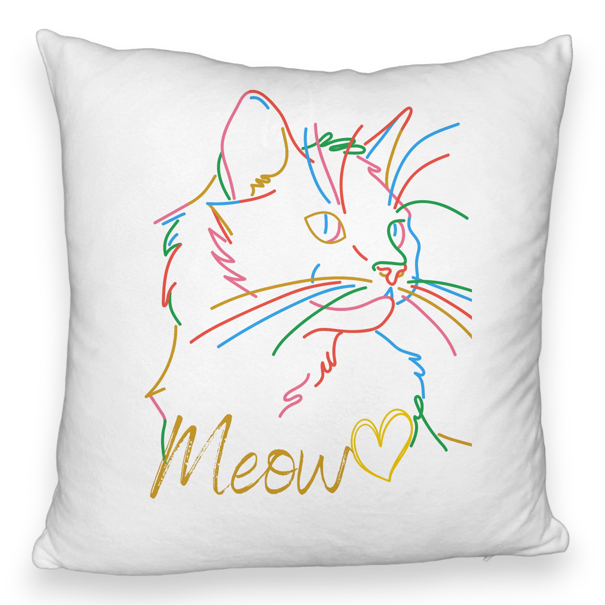 Perna Decorativa Fluffy, Model Pisica Meow, 40x40 cm, Alba, Husa Detasabila, Burduf 6 Model Pisica Meow