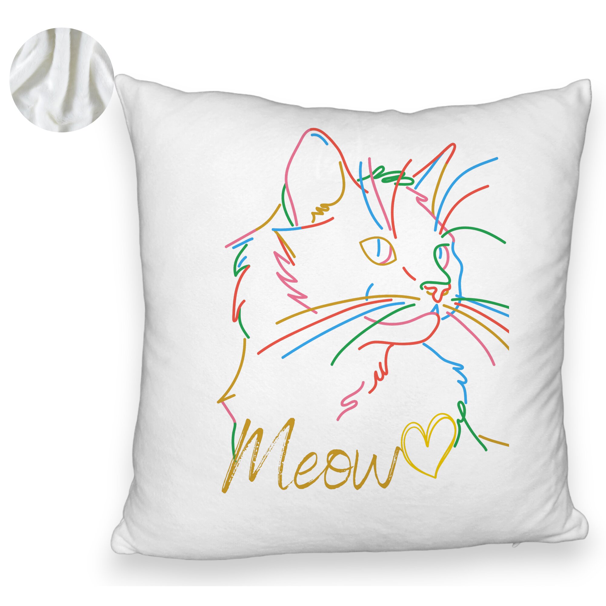 Perna Decorativa Fluffy, Model Pisica Meow, 40x40 cm, Alba, Husa Detasabila, Burduf 5 Perna Decorativa Fluffy