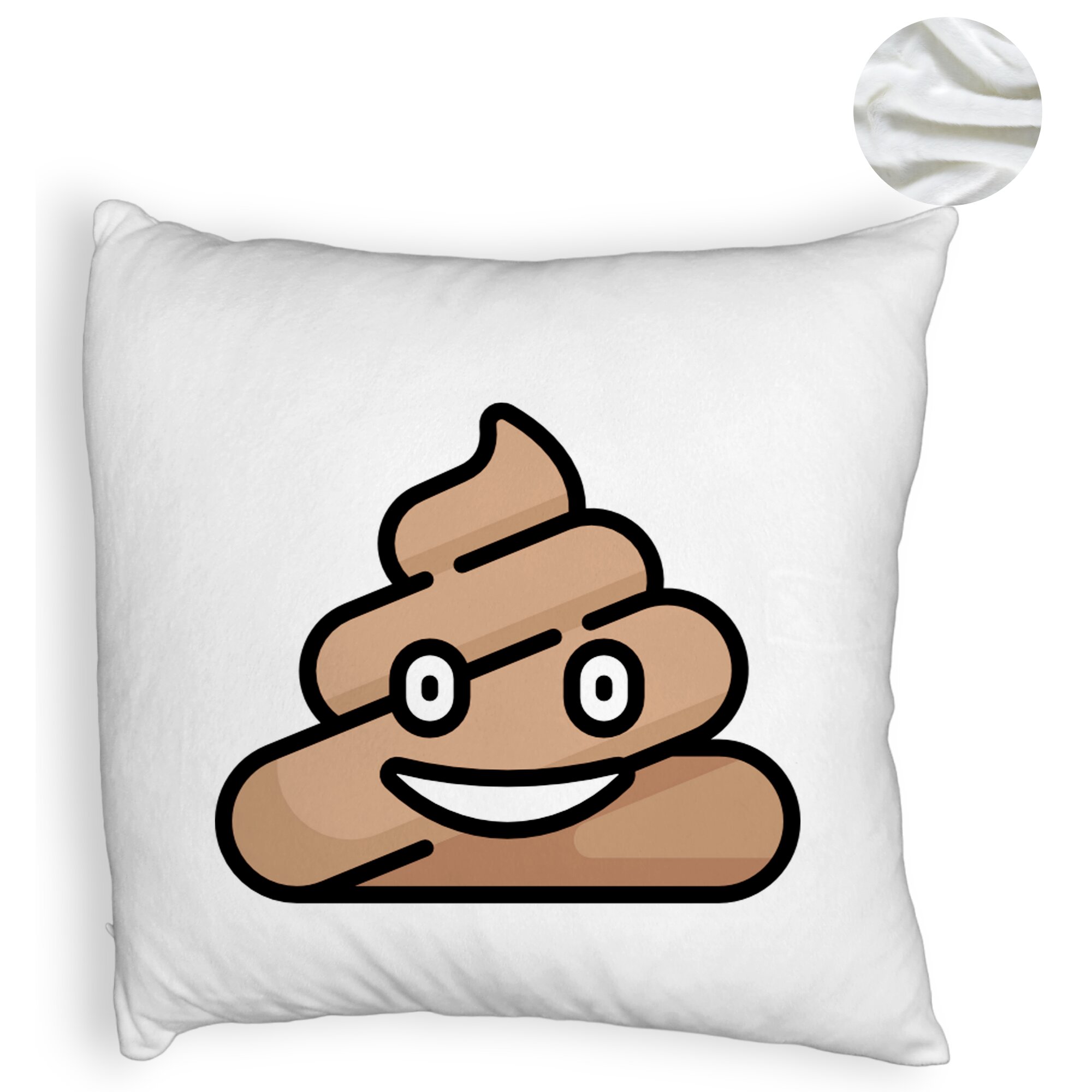 Perna Decorativa Fluffy, Model Poo Emoji, 40x40 cm, Alba, Husa Detasabila, Burduf 5 Perna Decorativa Fluffy