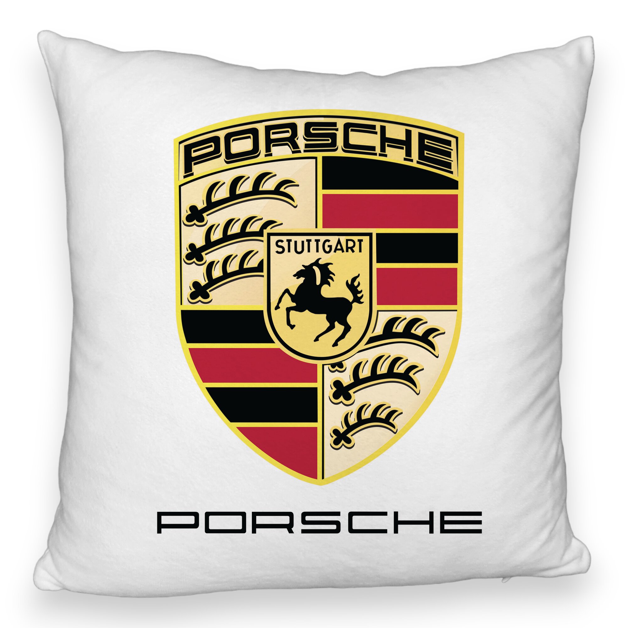Perna Decorativa Fluffy, Model Porsche, 40x40 cm, Alba, Husa Detasabila, Burduf 6 Model Porsche
