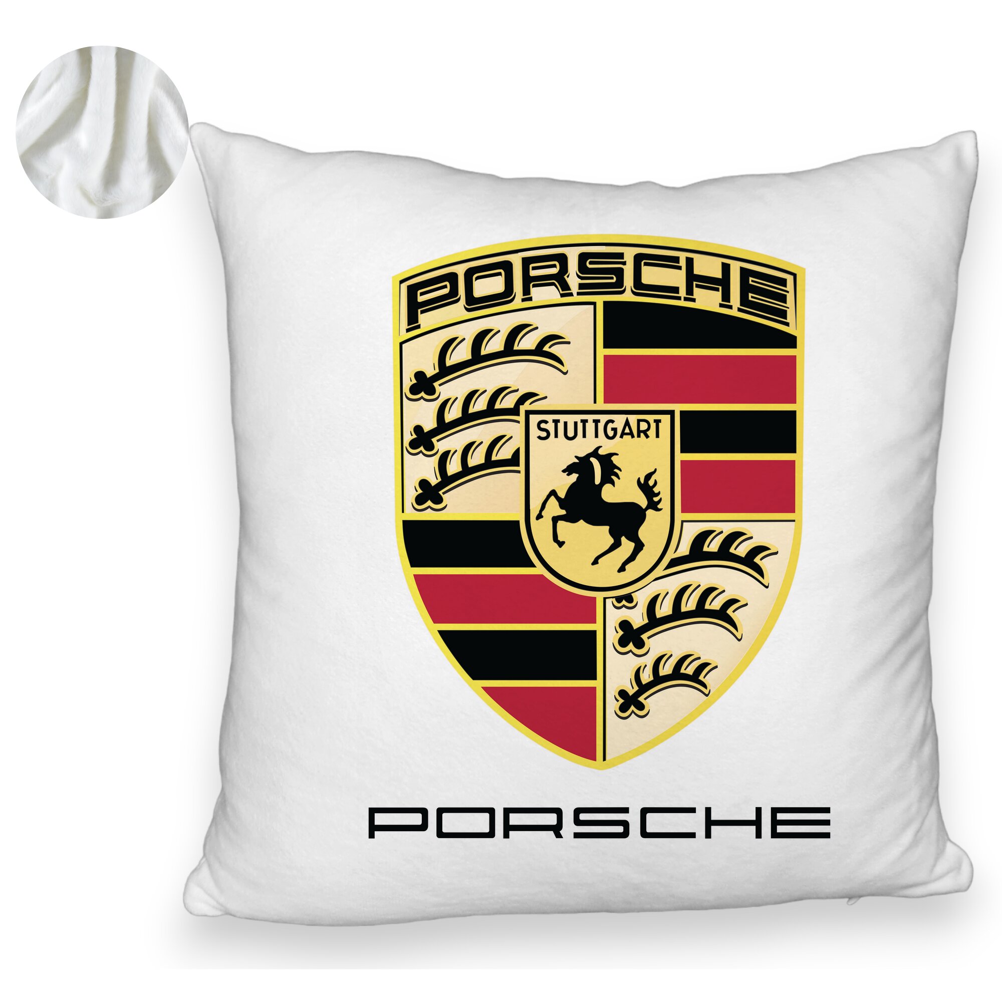 Perna Decorativa Fluffy, Model Porsche, 40x40 cm, Alba, Husa Detasabila, Burduf 5 Perna Decorativa Fluffy