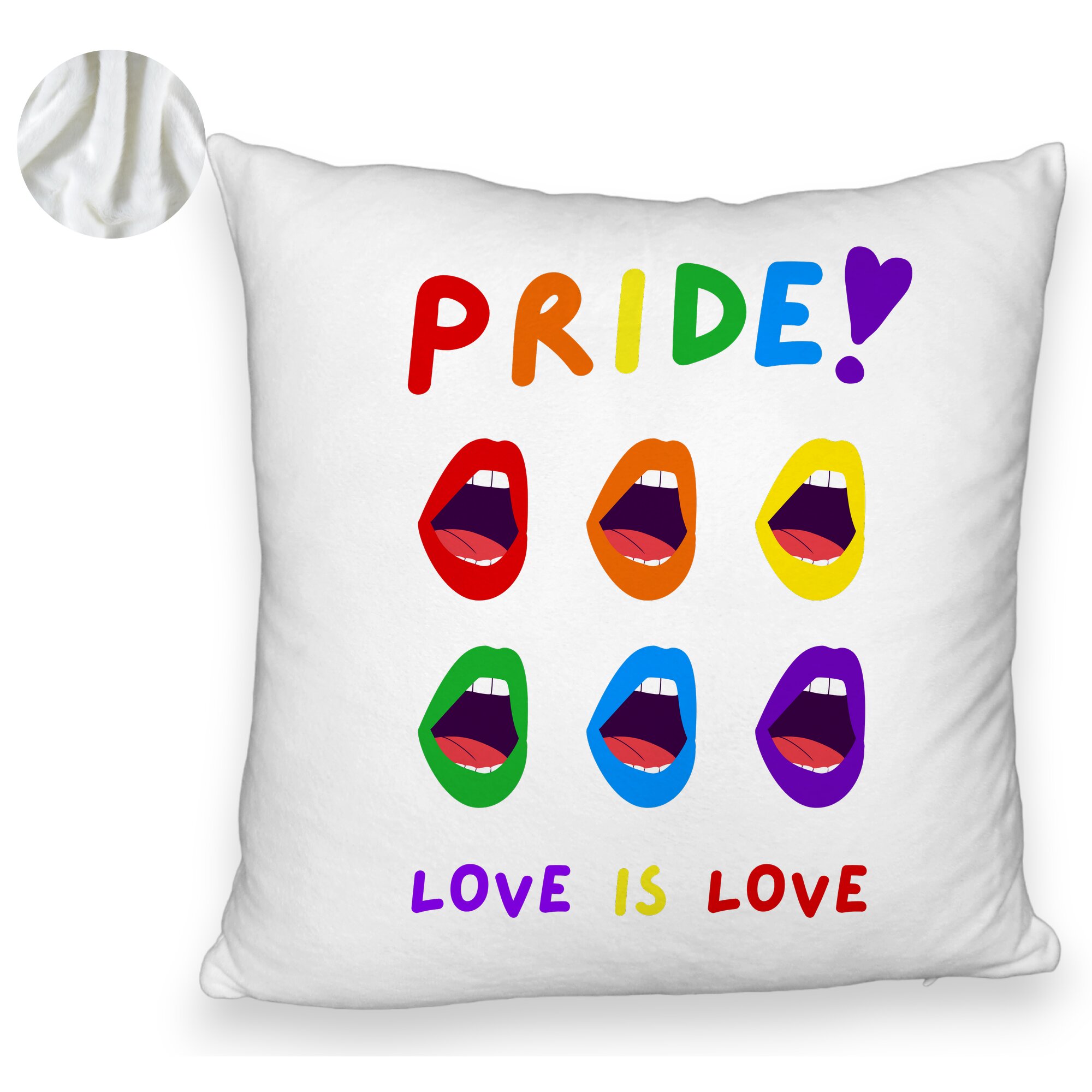 Perna Decorativa Fluffy, Model Pride, 40x40 cm, Alba, Husa Detasabila, Burduf 5 Perna Decorativa Fluffy
