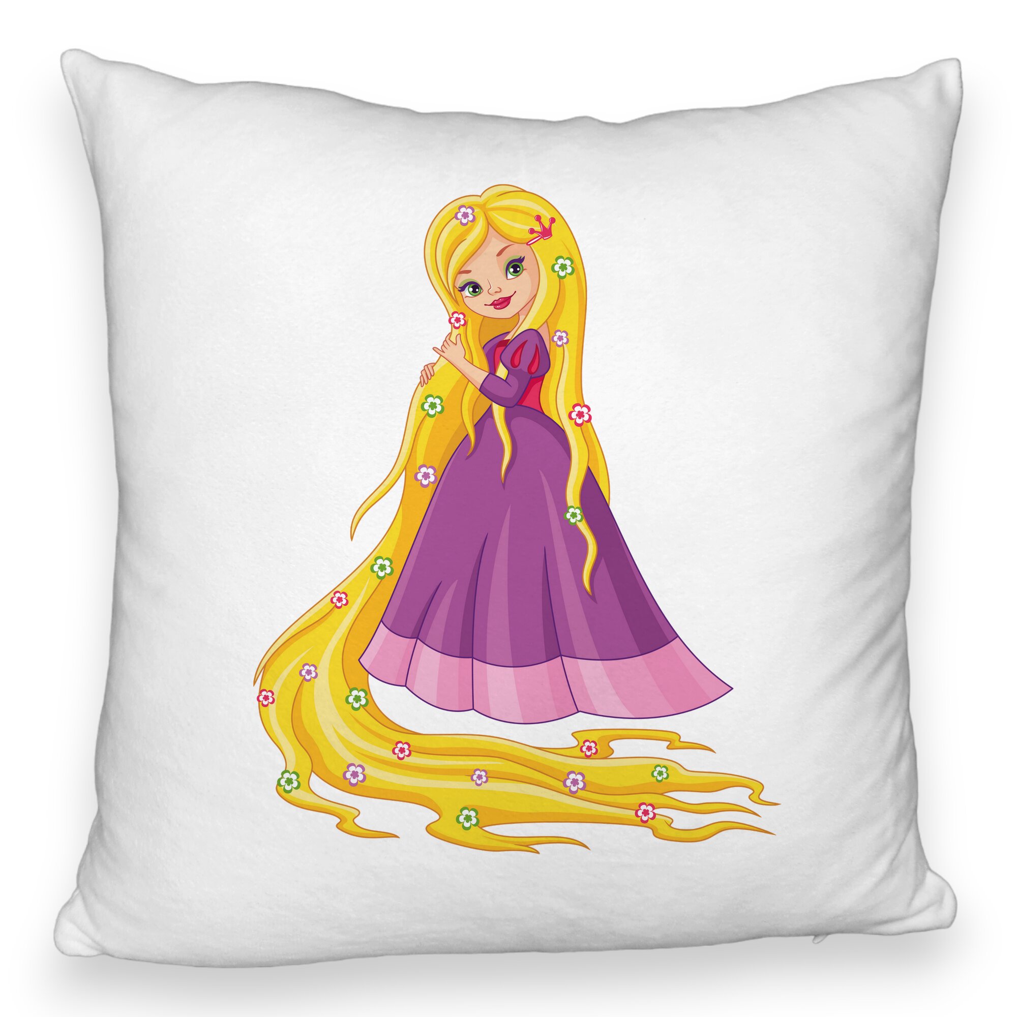 Perna Decorativa Fluffy, Model Printesa Rochie Mov, 40x40 cm, Alba, Husa Detasabila, Burduf 5 Perna Decorativa Fluffy