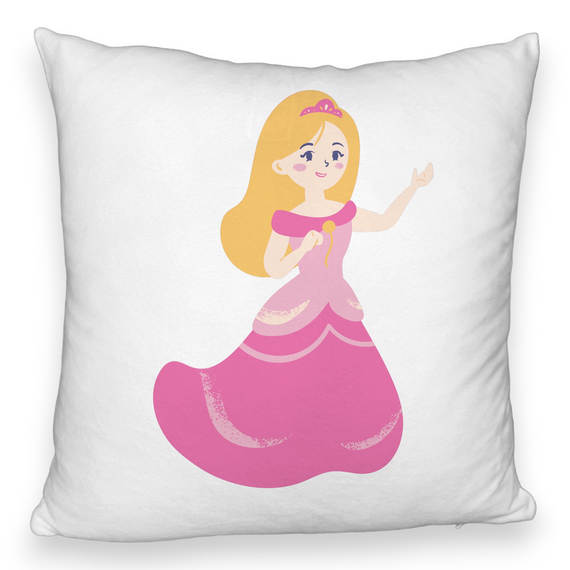 Perna Decorativa Fluffy, Model Printesa Roz, 40x40 cm, Alba, Husa Detasabila, Burduf 5 Perna Decorativa Fluffy
